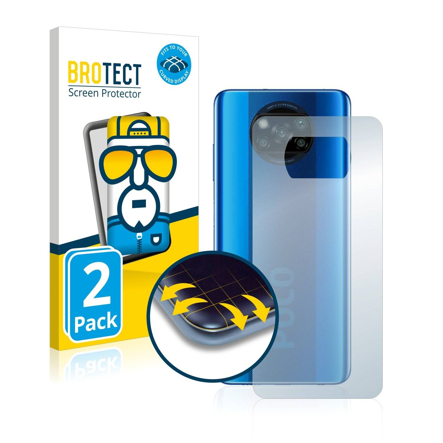 2x BROTECT Flex Full-Cover Displayschutzfolie für Xiaomi Poco X3 Pro