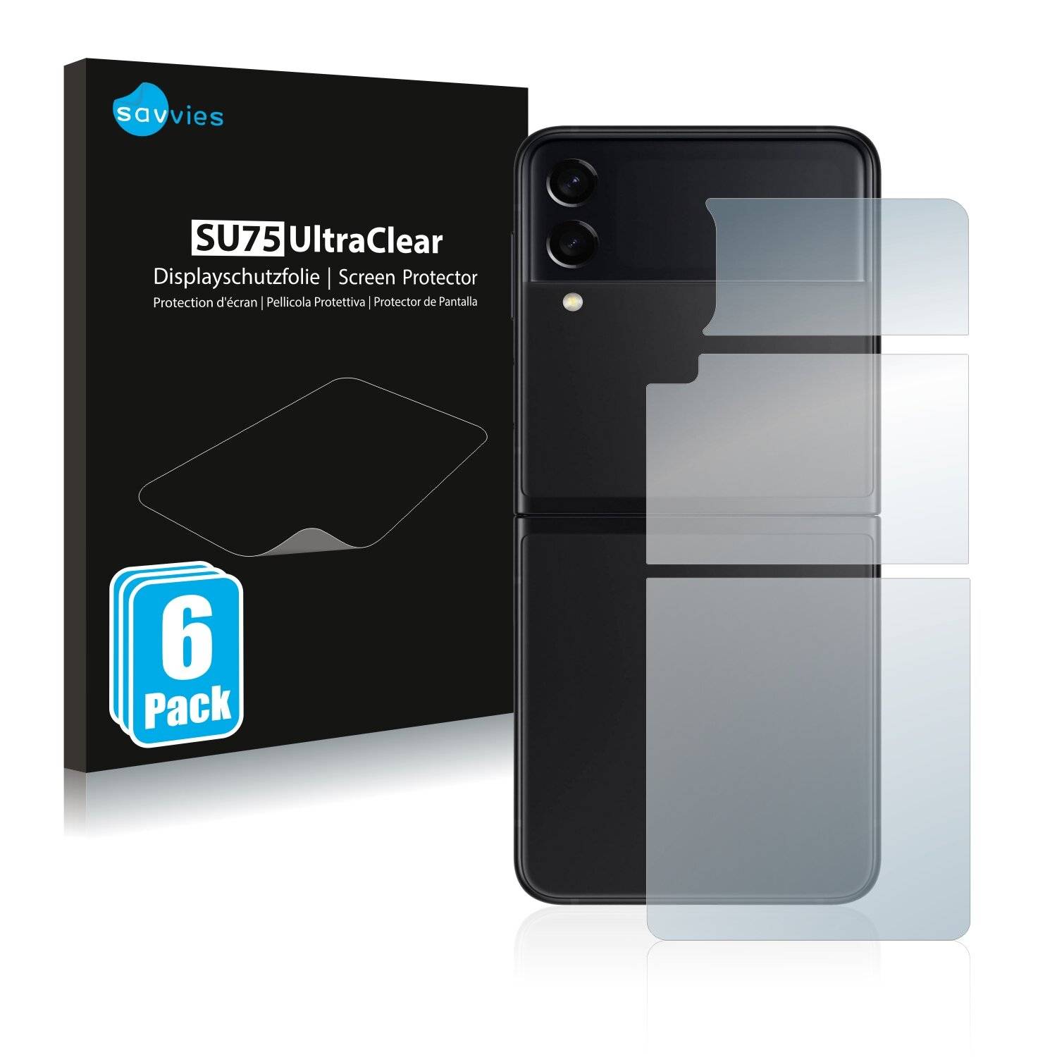 6x Savvies SU75 Displayschutzfolie für Samsung Galaxy Z Flip 3 5G