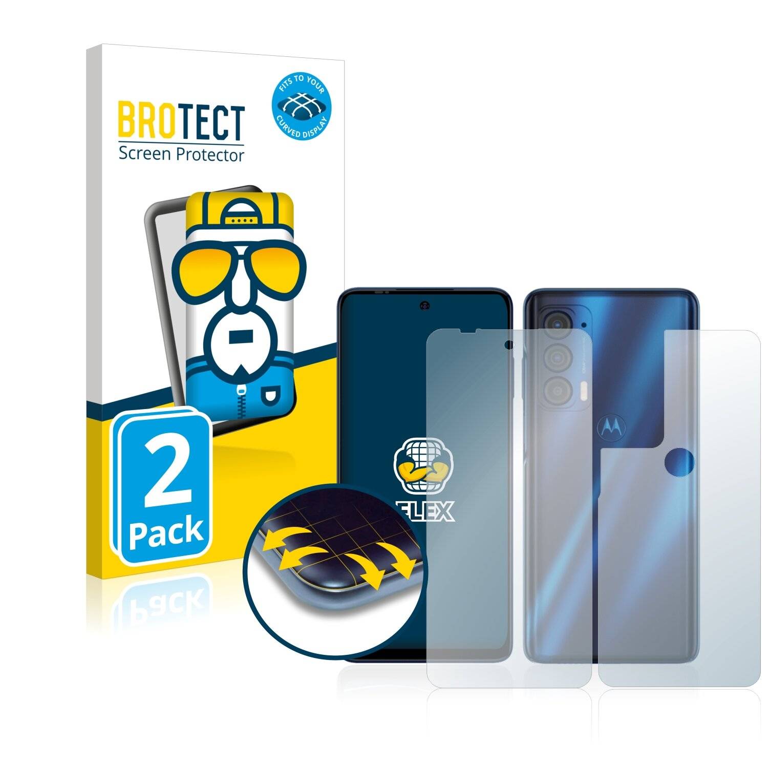2x BROTECT Flex Full-Cover Displayschutzfolie für Motorola Edge (2021) (Vorder +