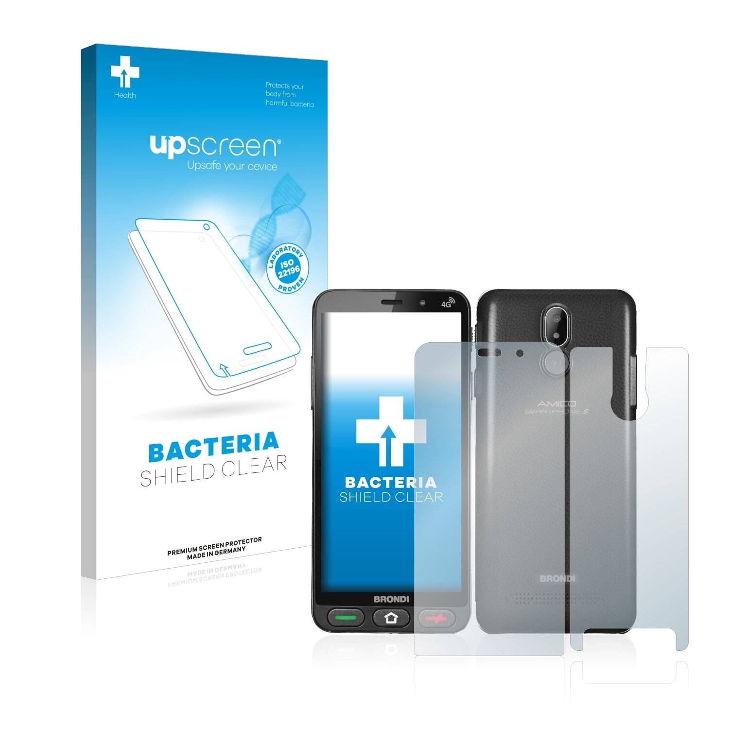 upscreen Bacteria Shield Clear Premium Antibakterielle Displayschutzfolie für Brondi Amico S