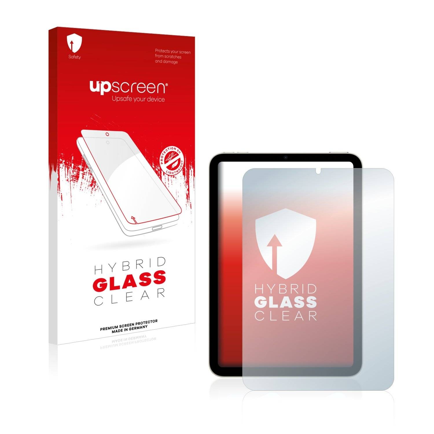 upscreen Hybrid Glass Clear Premium Schutzglas Folie für Apple iPad Mini 6 WiFi Cellular