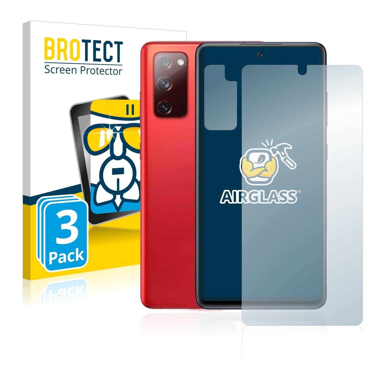 3x BROTECT AirGlass Schutzglas Folie für Samsung Galaxy S20 FE (Vorderseite +