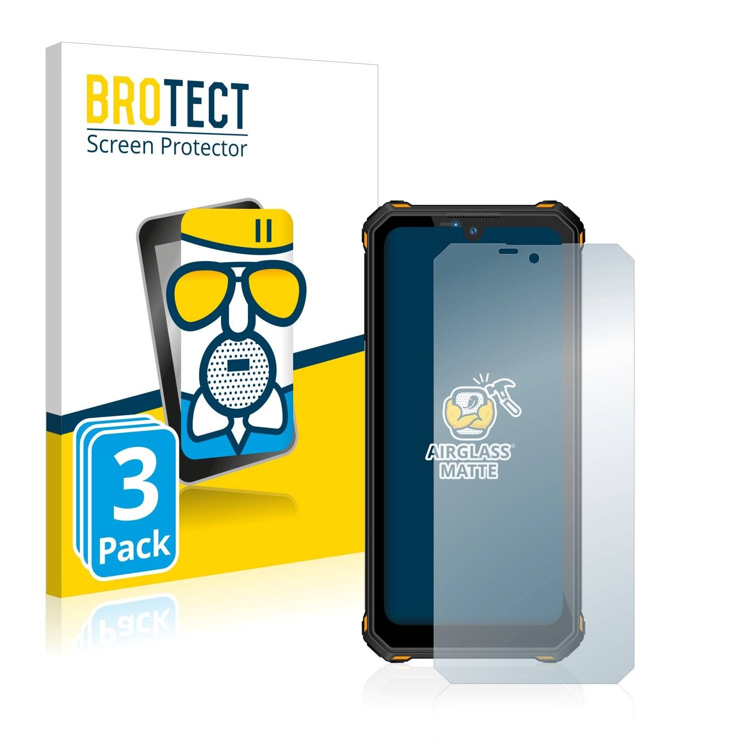 3x BROTECT AirGlass Matte Schutzglas Folie für Oukitel WP15