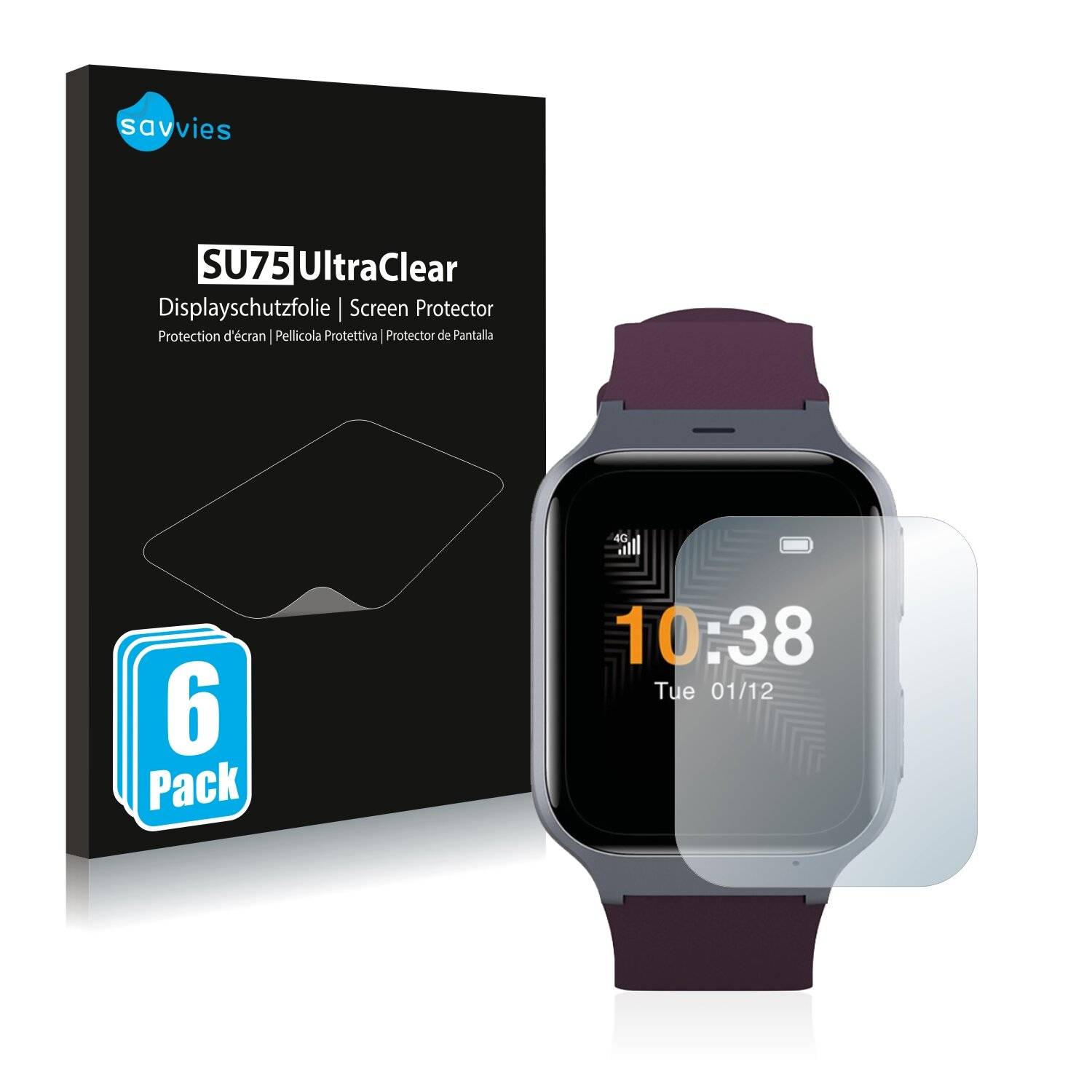 6x Savvies SU75 Displayschutzfolie für TCL Safety Watch