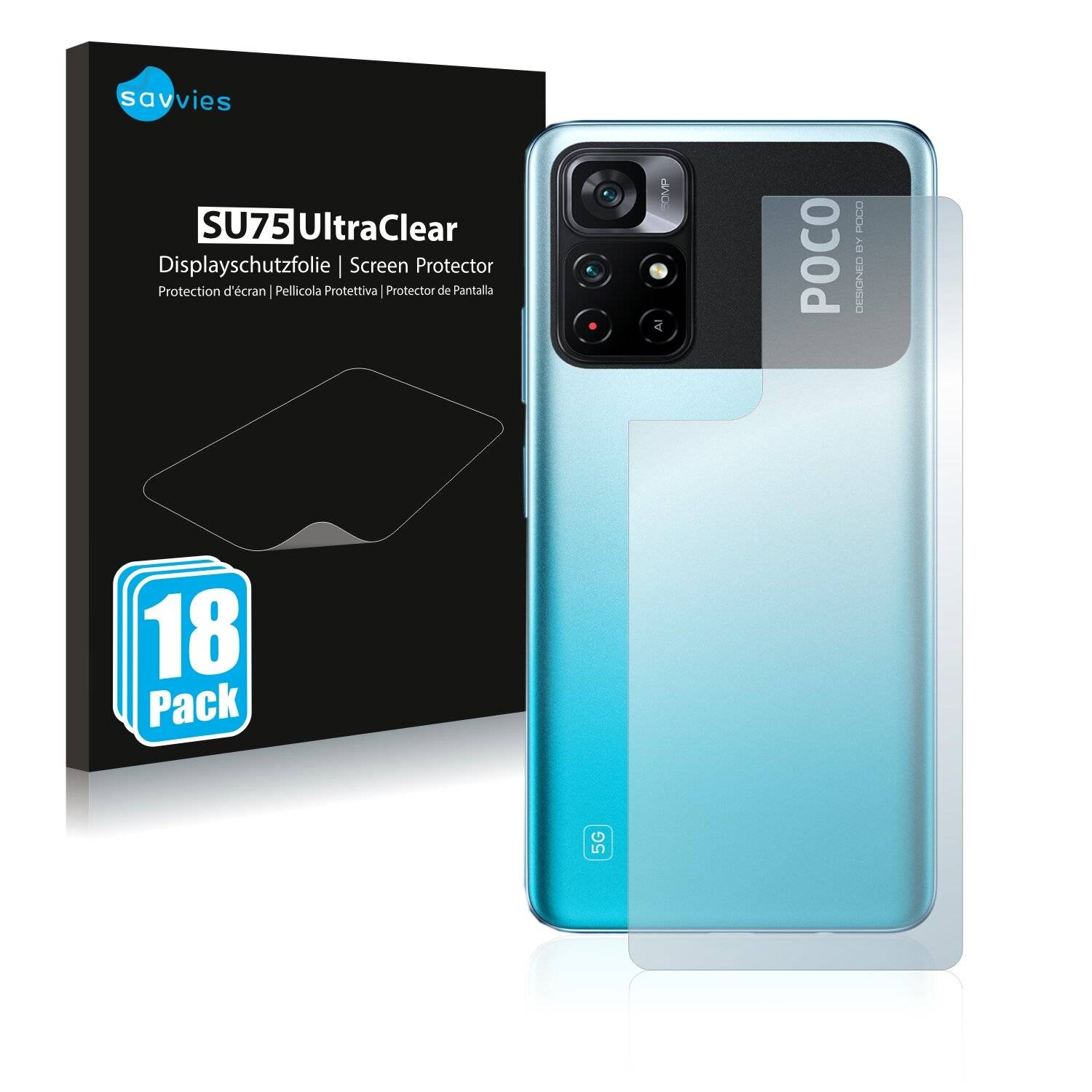 18x Savvies SU75 Displayschutzfolie für Xiaomi Poco M4 Pro 5G