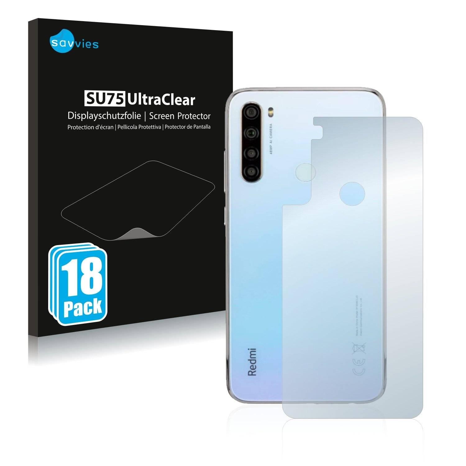 18x Savvies SU75 Displayschutzfolie für Xiaomi Redmi Note 8 2021