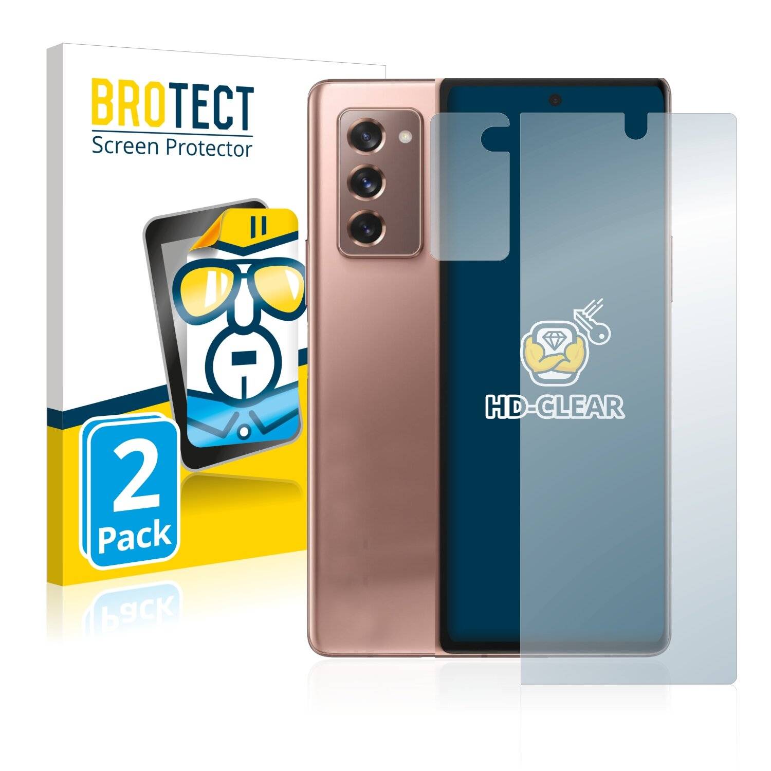 2x BROTECT HD-Clear Displayschutzfolie für Samsung Galaxy Z Fold 2 5G (Vorderseite +