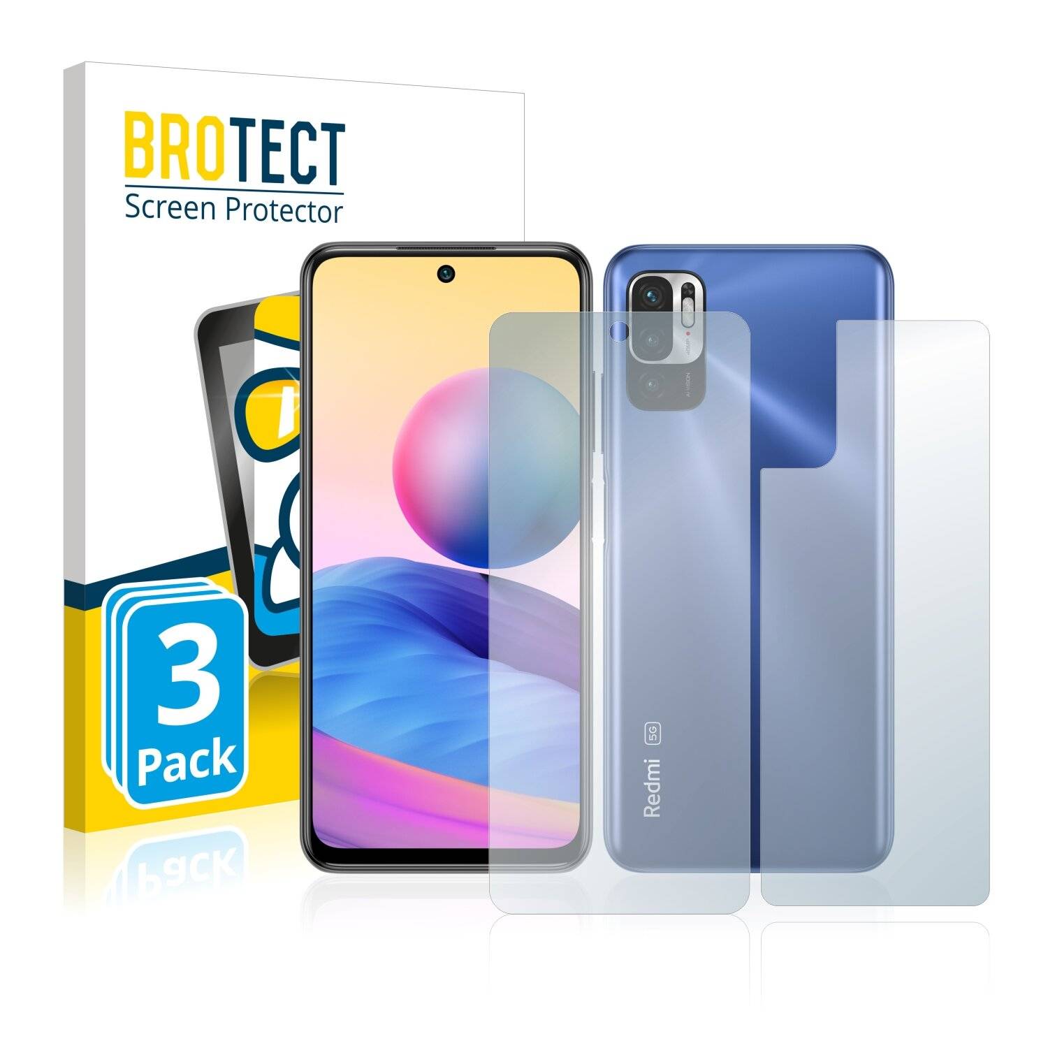 3x BROTECT AirGlass Schutzglas Folie für Xiaomi Redmi Note 10 5G (Vorder +