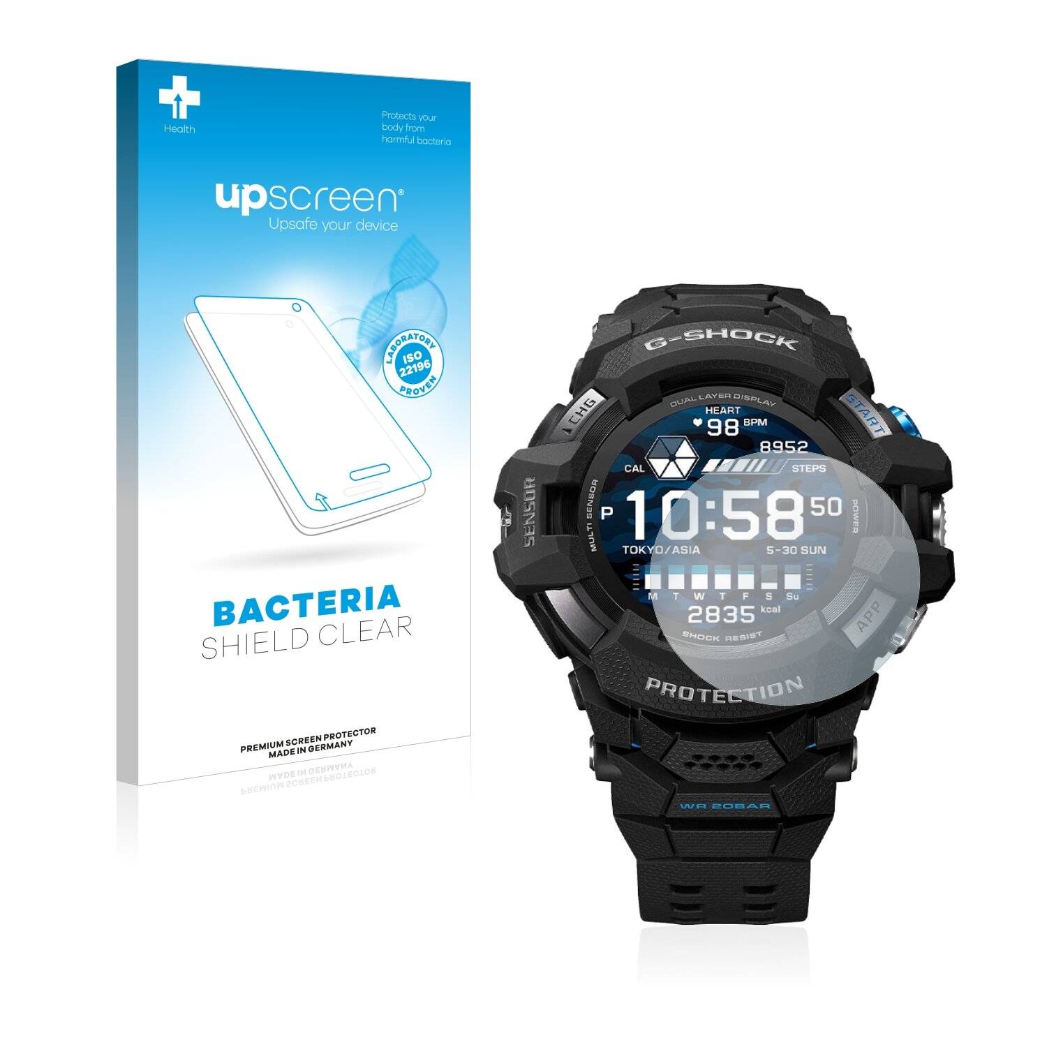 upscreen Bacteria Shield Clear Premium Antibakterielle Displayschutzfolie für Casio G-Shock