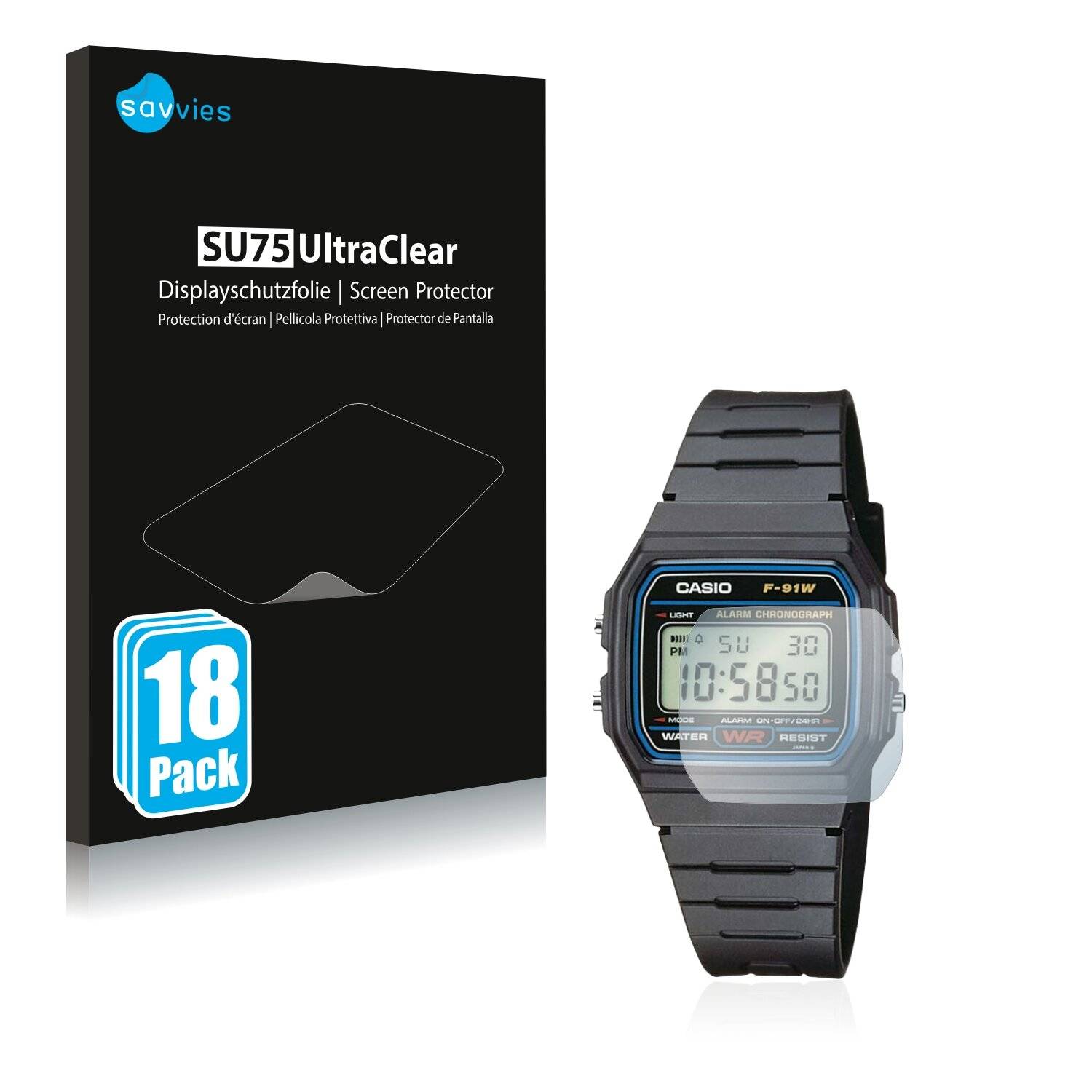 18x Savvies SU75 Displayschutzfolie für Casio Collection Unisex