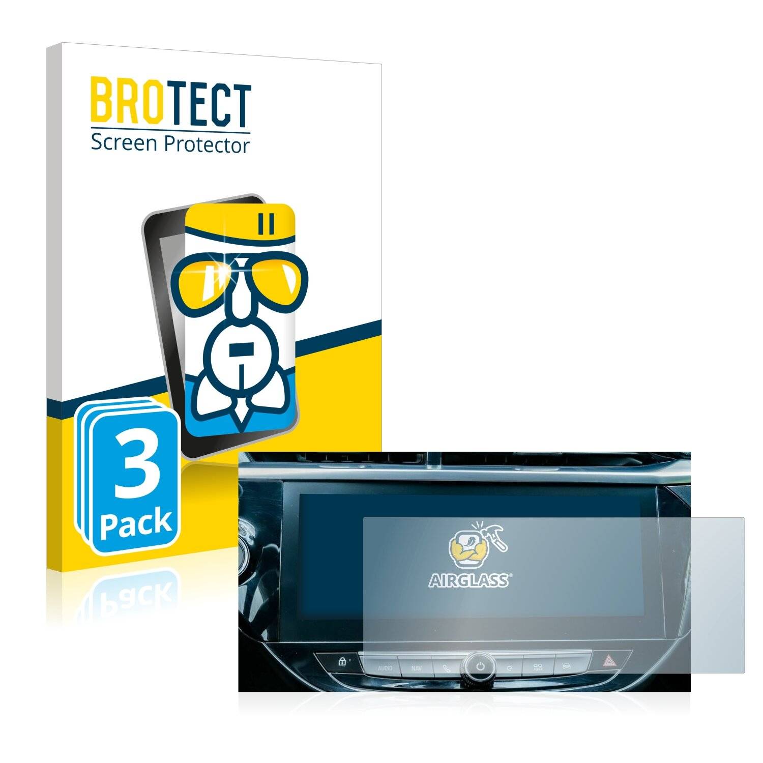 3x BROTECT AirGlass Schutzglas Folie für Opel Corsa-e 2020 Infotainment System