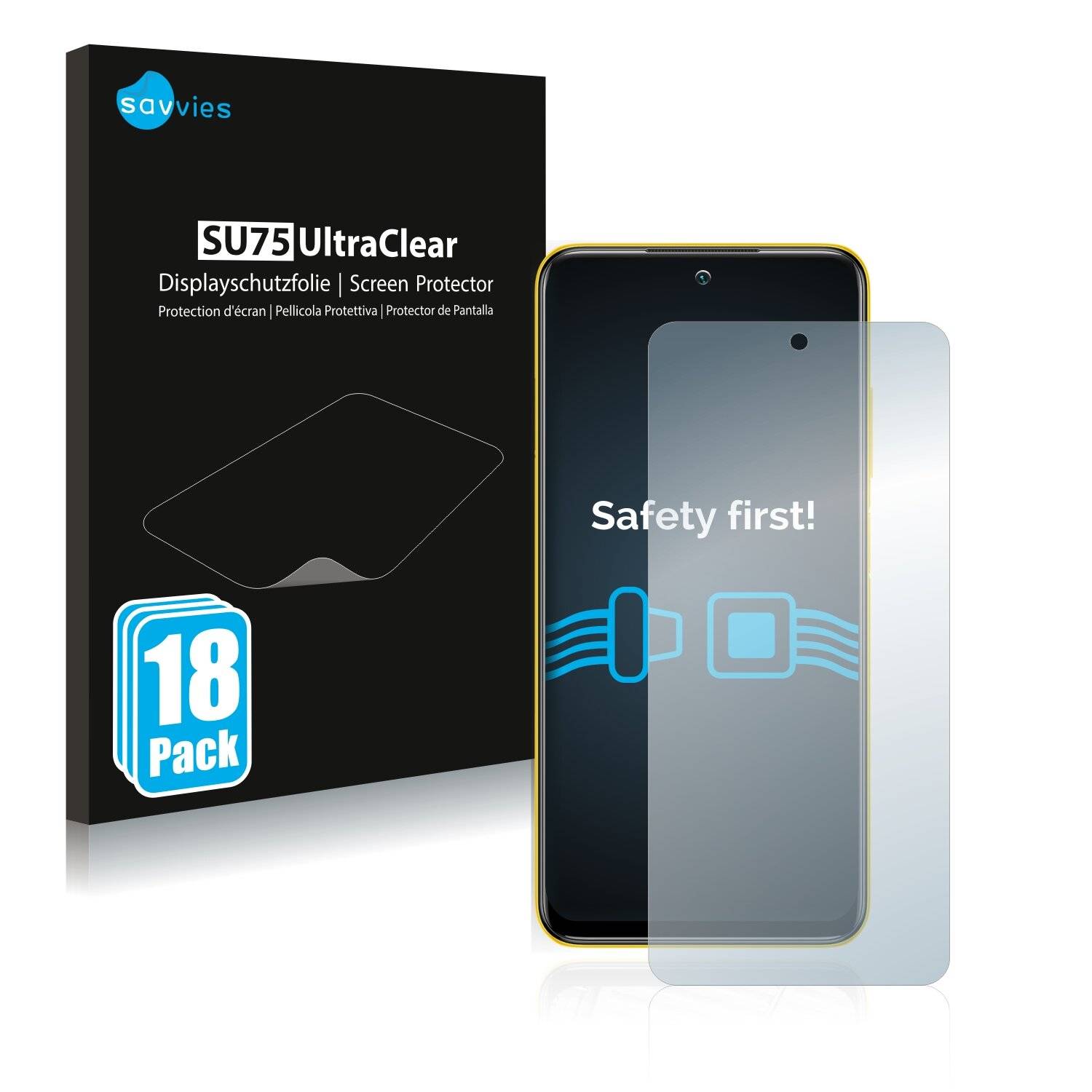 18x Savvies SU75 Displayschutzfolie für Xiaomi Poco M3
