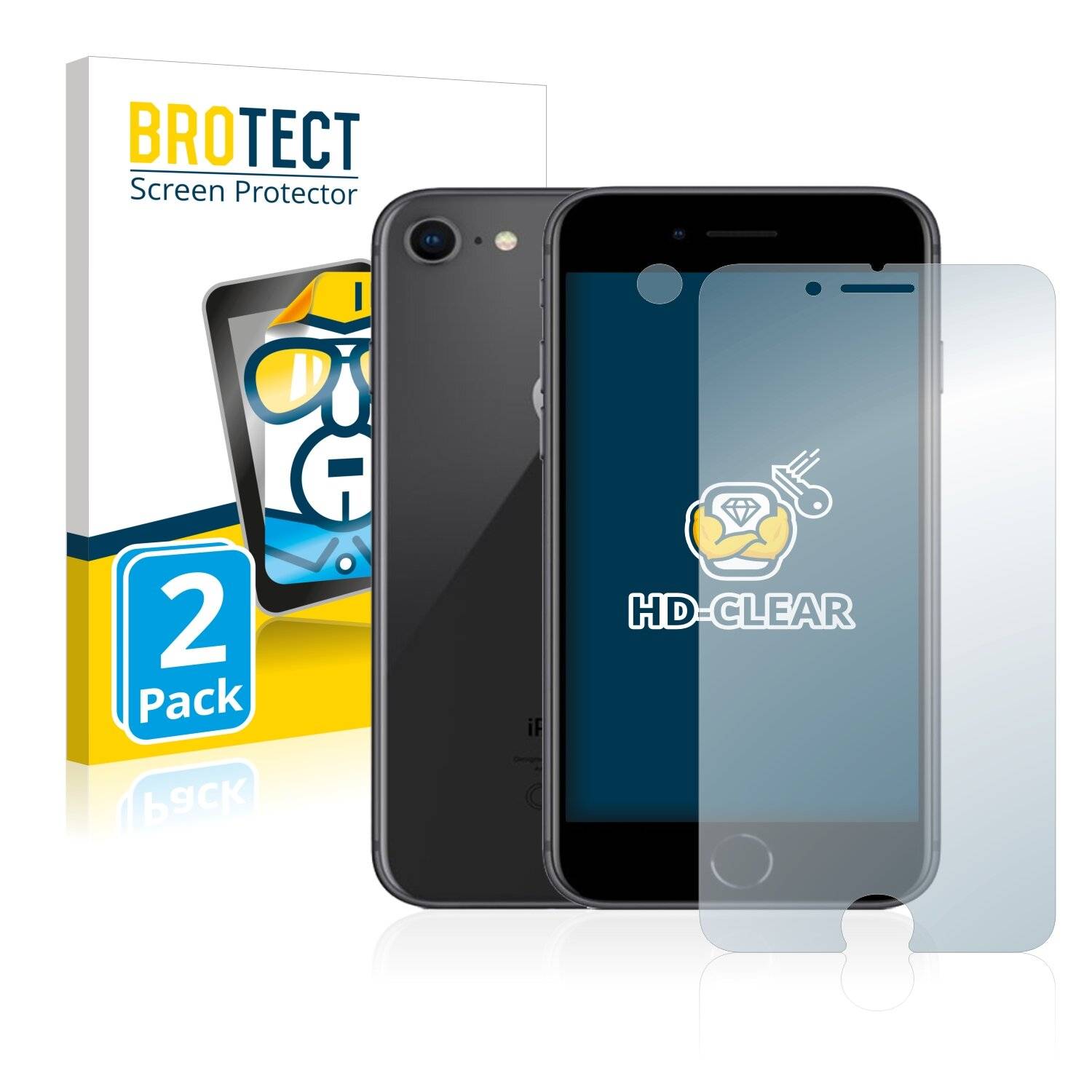 2x BROTECT HD-Clear Displayschutzfolie für Apple iPhone 8 (Vorderseite +