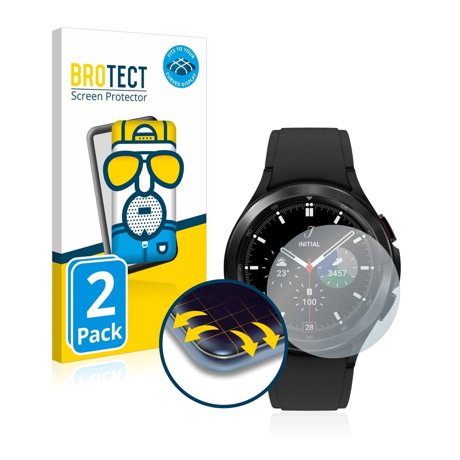 2x BROTECT Flex Matte Full-Cover Displayschutzfolie für Samsung Galaxy Watch 4 Classic