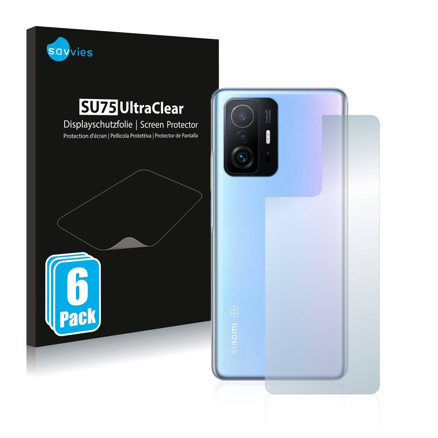 6x Savvies SU75 Displayschutzfolie für Xiaomi 11T