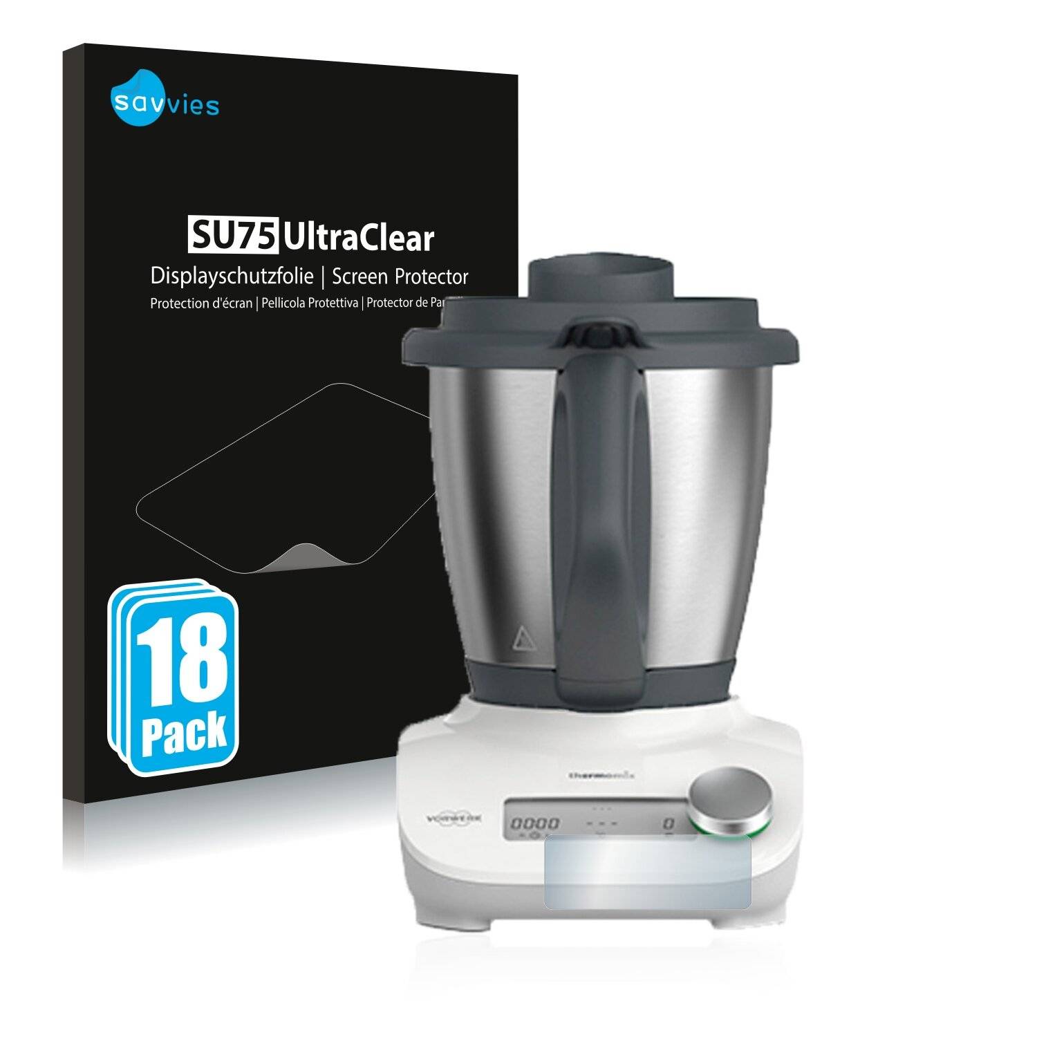 18x Savvies SU75 Displayschutzfolie für Vorwerk Thermomix