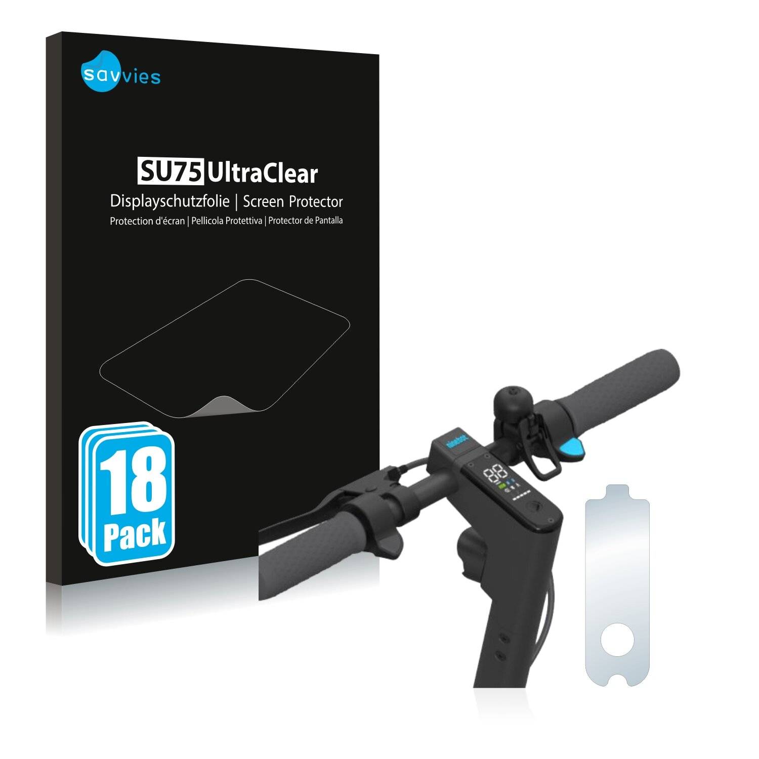 18x Savvies SU75 Displayschutzfolie für Segway Ninebot KickScooter MAX