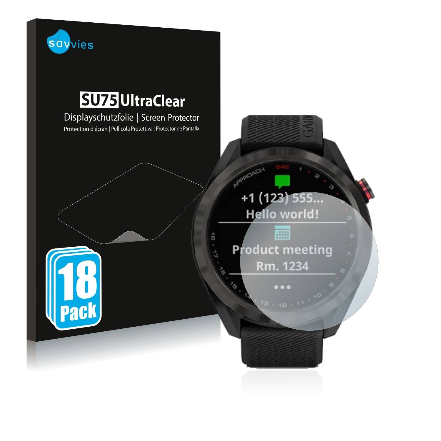 18x Savvies SU75 Displayschutzfolie für Garmin Approach