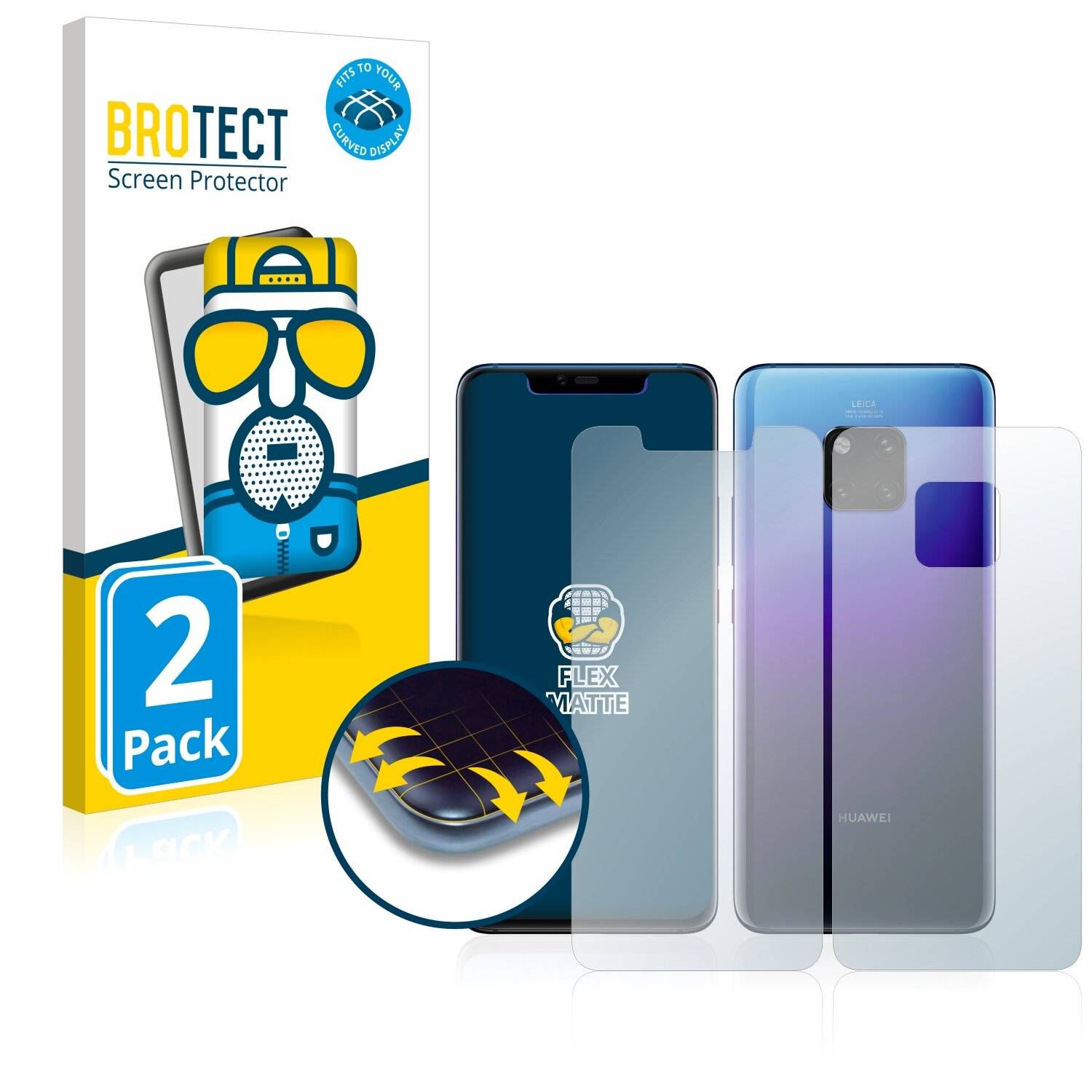 2x BROTECT Flex Matte Full-Cover Displayschutzfolie für Huawei Mate 20 Pro (Vorder +