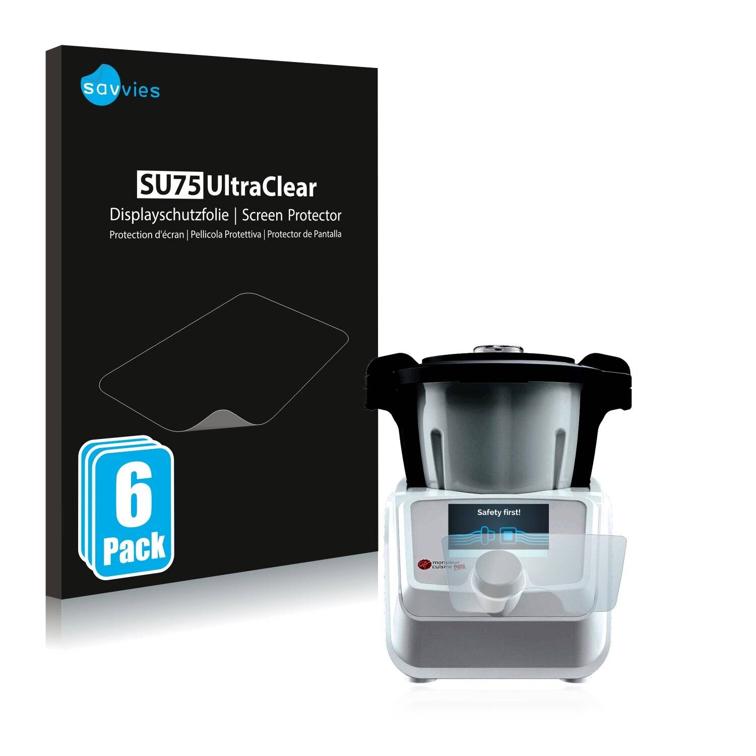 6x Savvies SU75 Displayschutzfolie für SilverCrest Mini Monsieur Cuisine