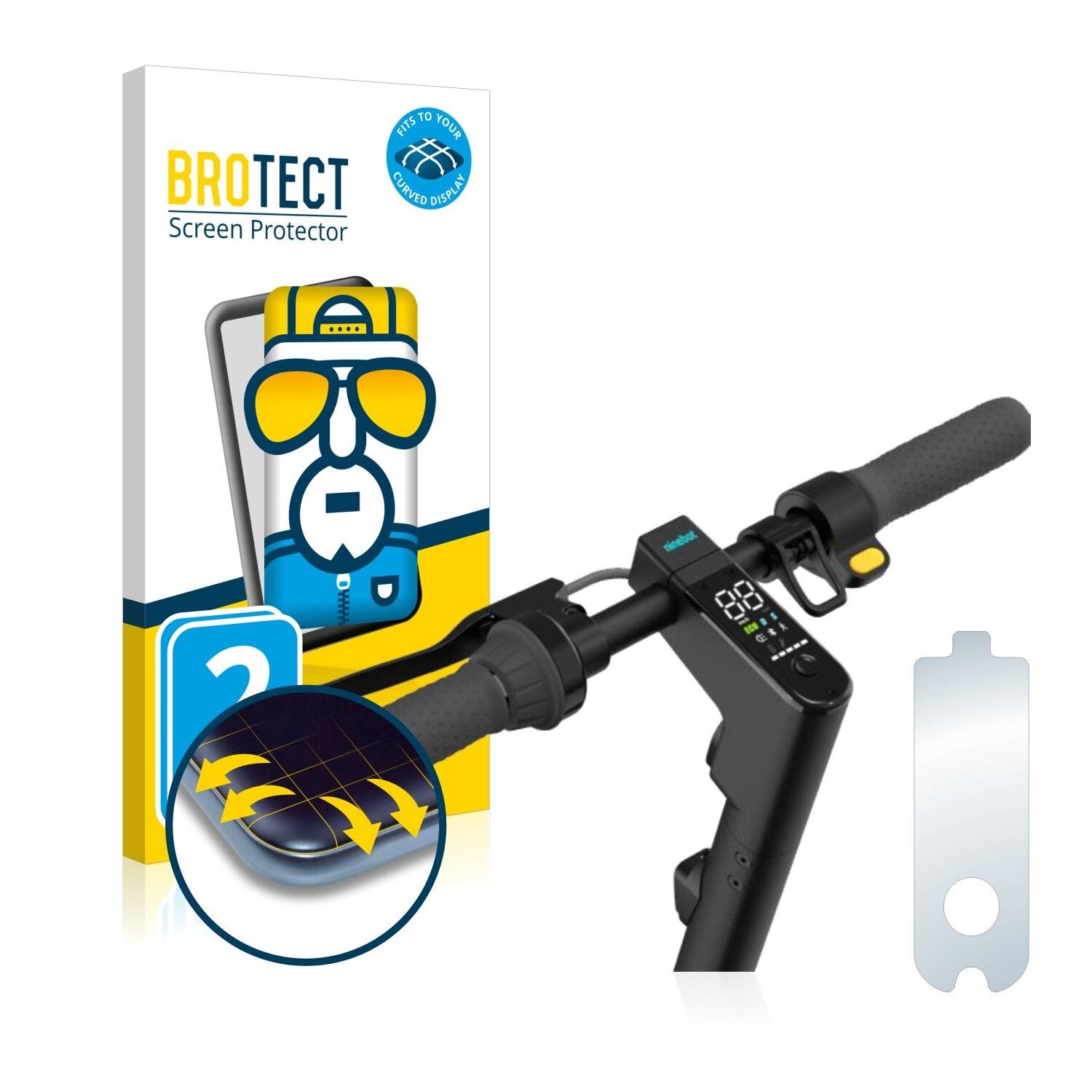 2x BROTECT Flex Full-Cover Displayschutzfolie für Segway Ninebot KickScooter MAX G30D