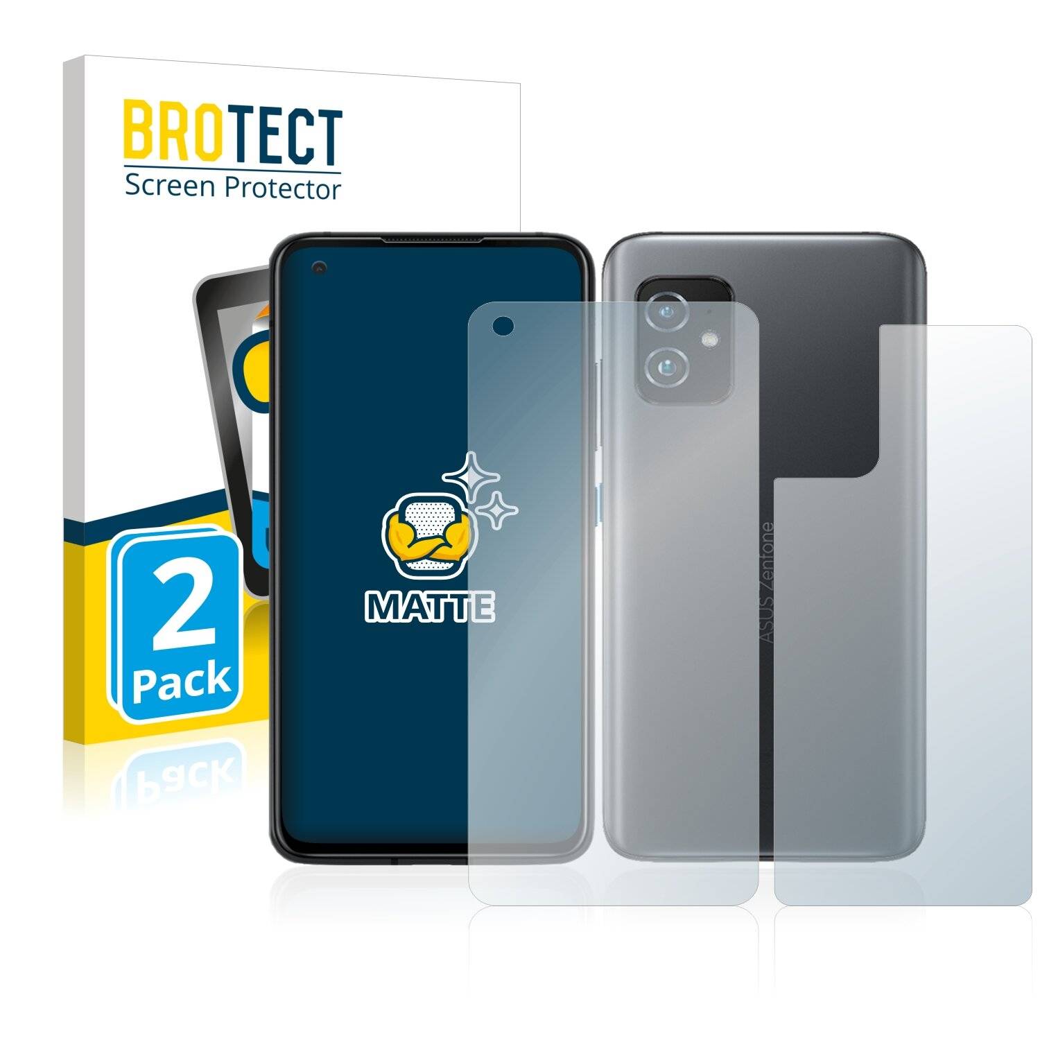 2x BROTECT Matte Displayschutzfolie für Asus ZenFone 8 (Vorder + Rückseite) - Entspiegelt,