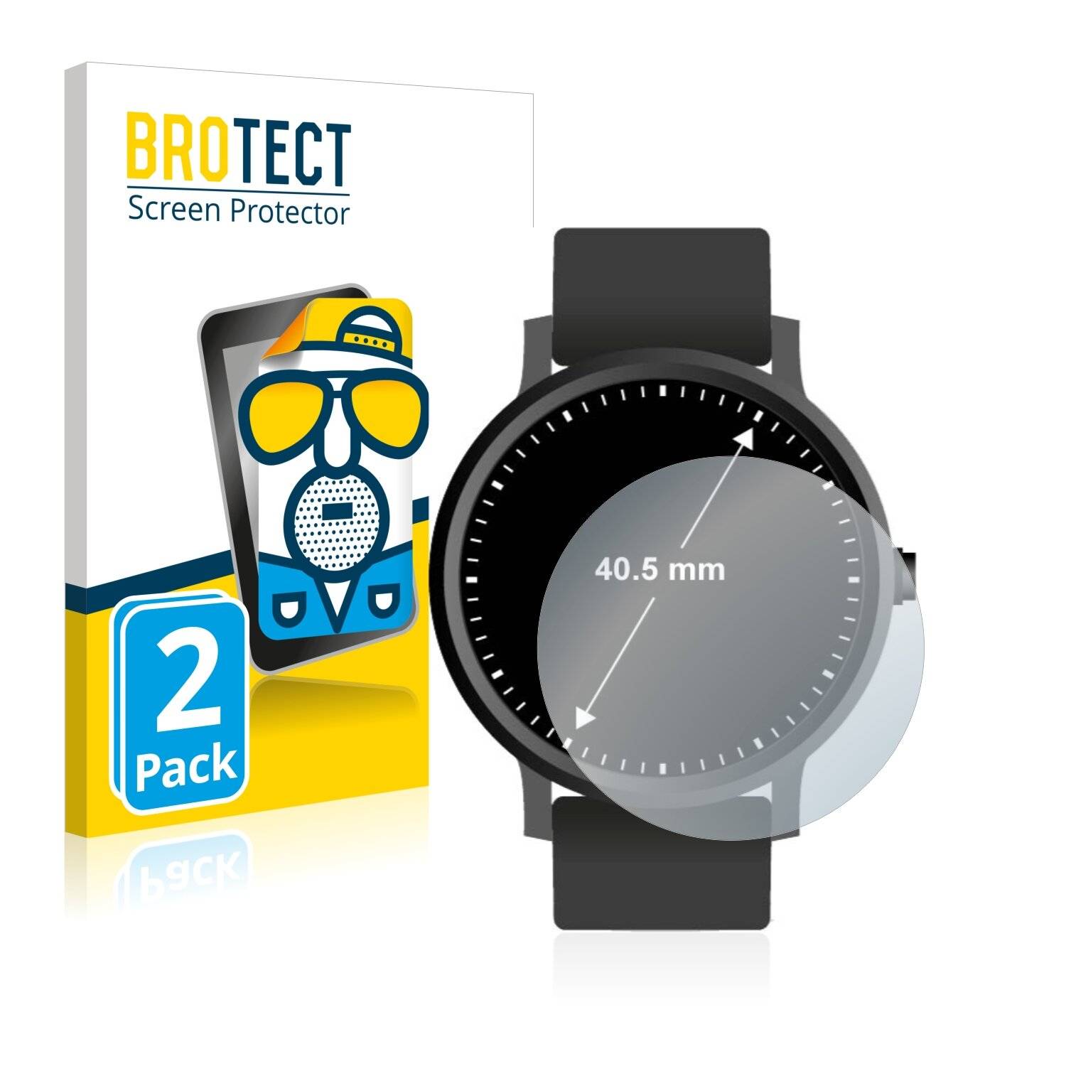 2x BROTECT Matte Displayschutzfolie für Armbanduhren (Kreisrund, Durchmesser: 40.5 mm) -