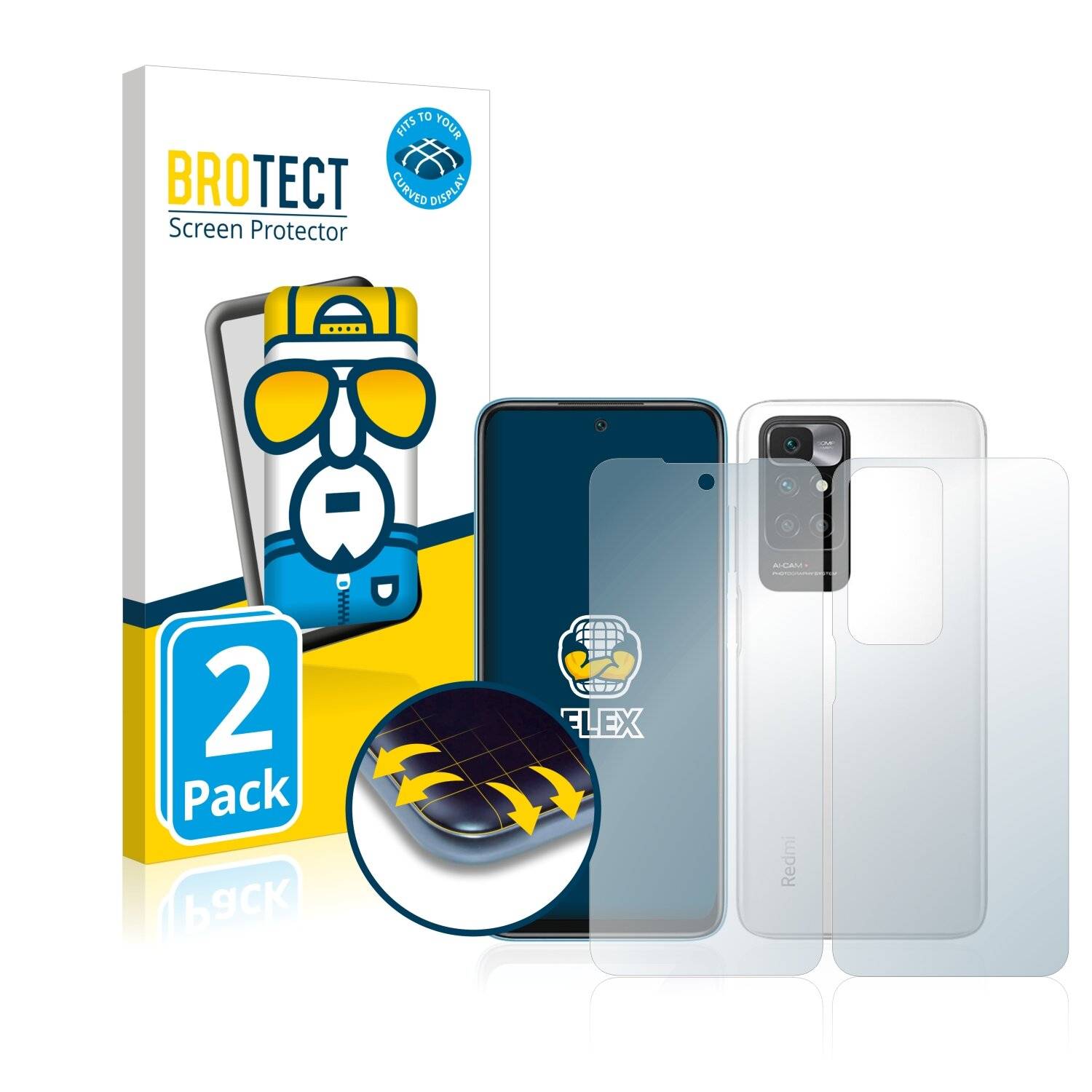 2x BROTECT Flex Full-Cover Displayschutzfolie für Xiaomi Redmi 10 (Vorder +