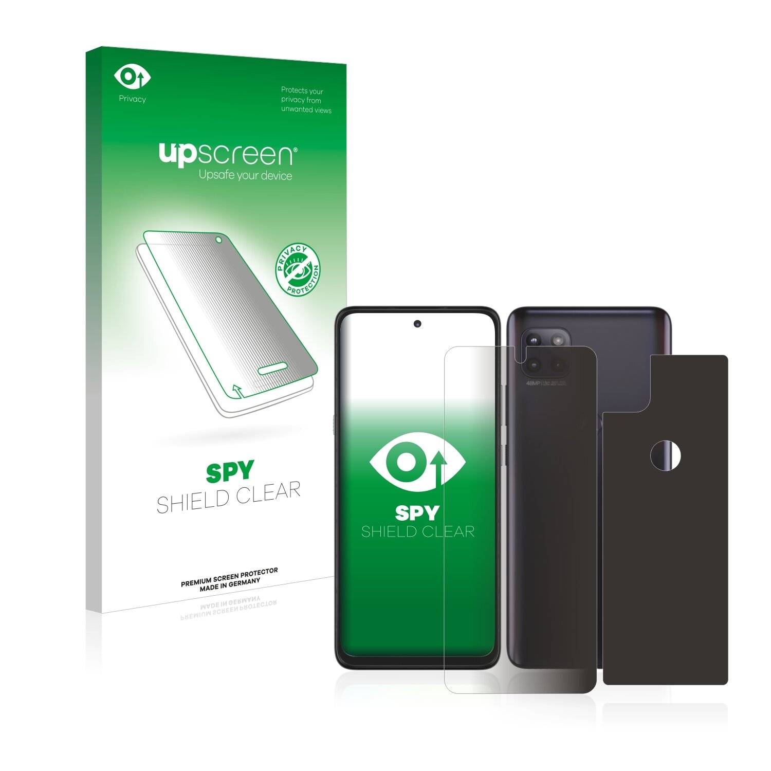 upscreen Spy Shield Clear Premium Blickschutzfolie für Motorola Moto G 5G (Vorder +
