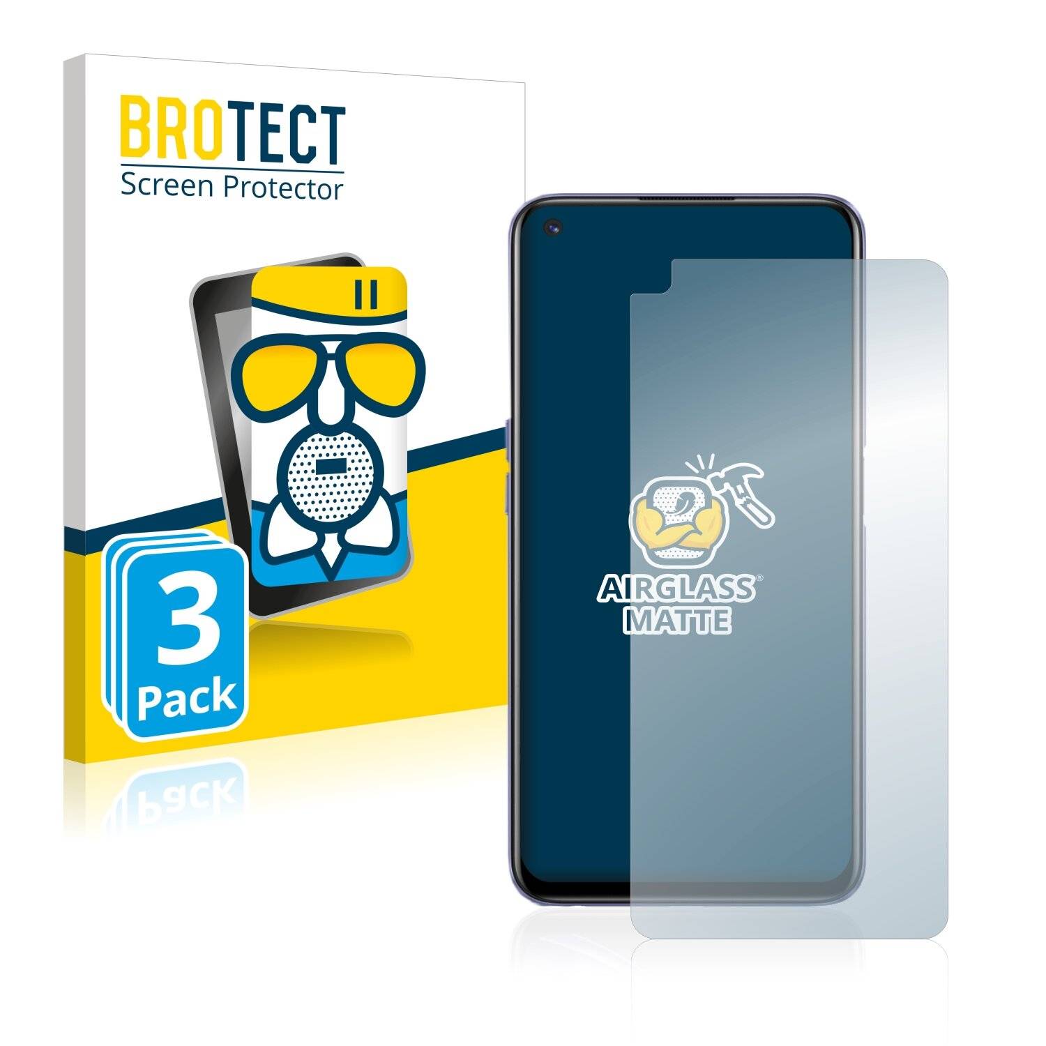3x BROTECT AirGlass Matte Schutzglas Folie für Realme