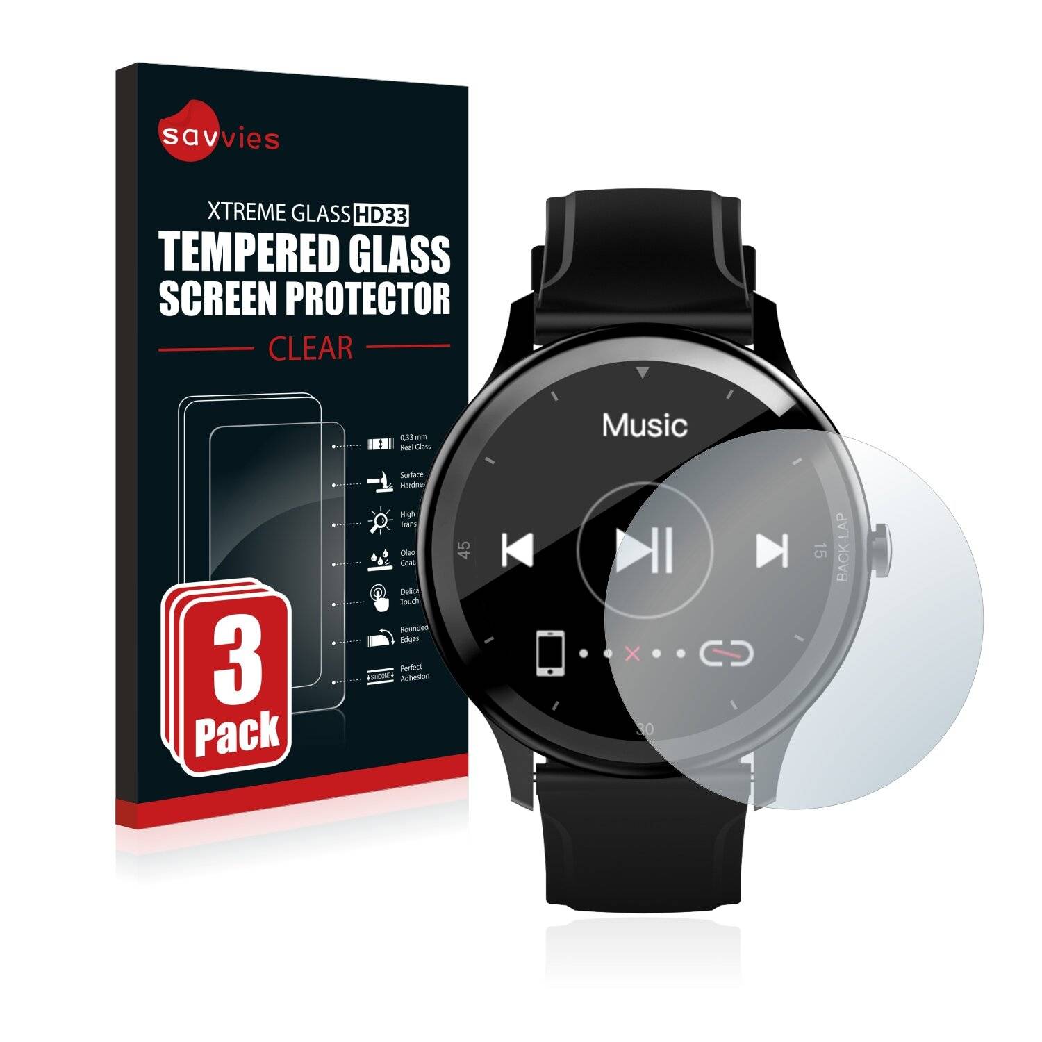 3x Savvies HD33 Clear Schutzglas für LOOKit Passion