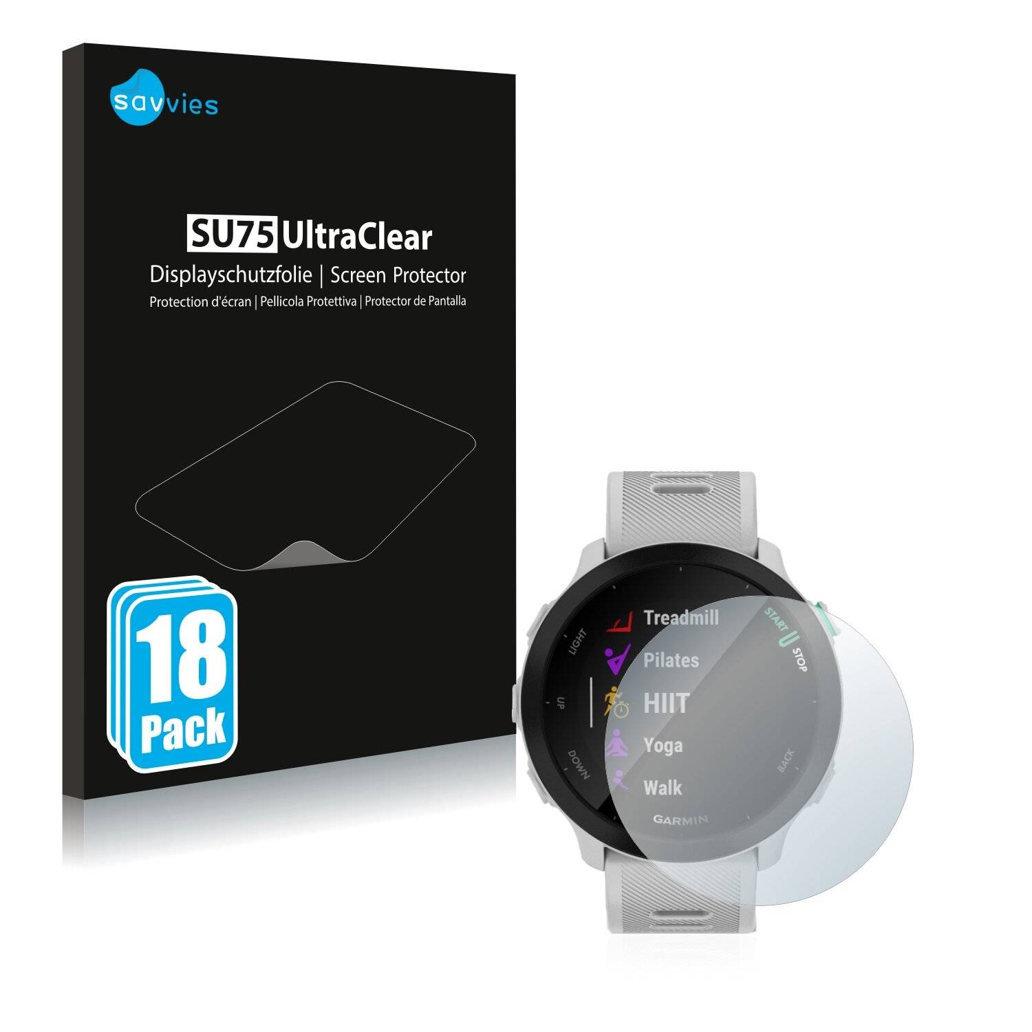 18x Savvies SU75 Displayschutzfolie für Garmin Forerunner