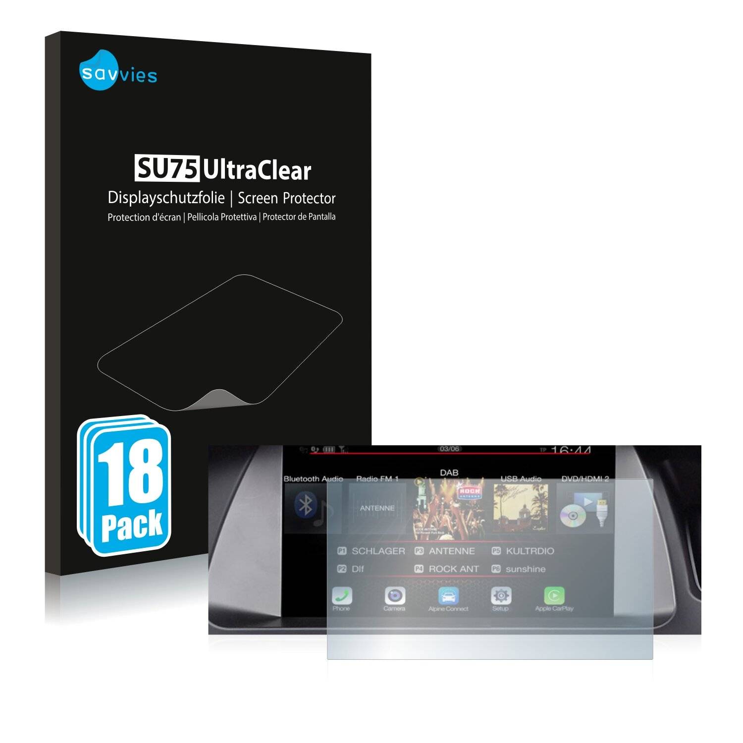 18x Savvies SU75 Displayschutzfolie für Audi A4 B8 2012 Infotainment System