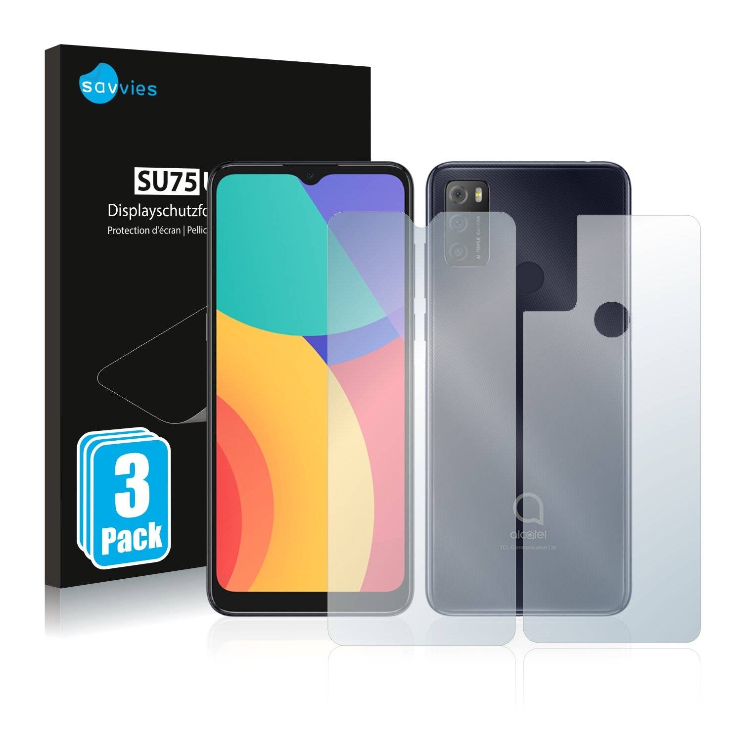 6x Savvies SU75 Displayschutzfolie für Alcatel 1S 2021 (Vorder +