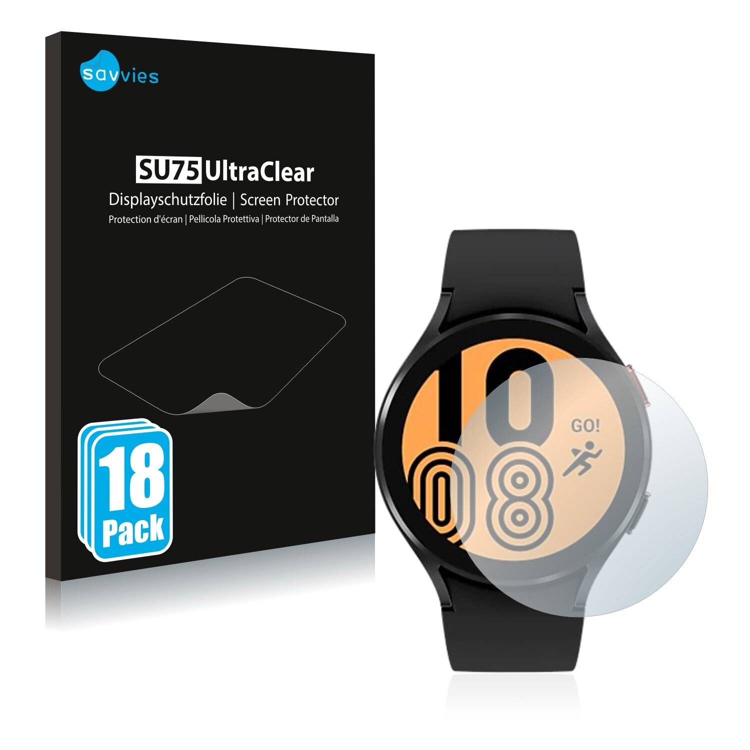 18x Savvies SU75 Displayschutzfolie für Samsung Galaxy Watch 4
