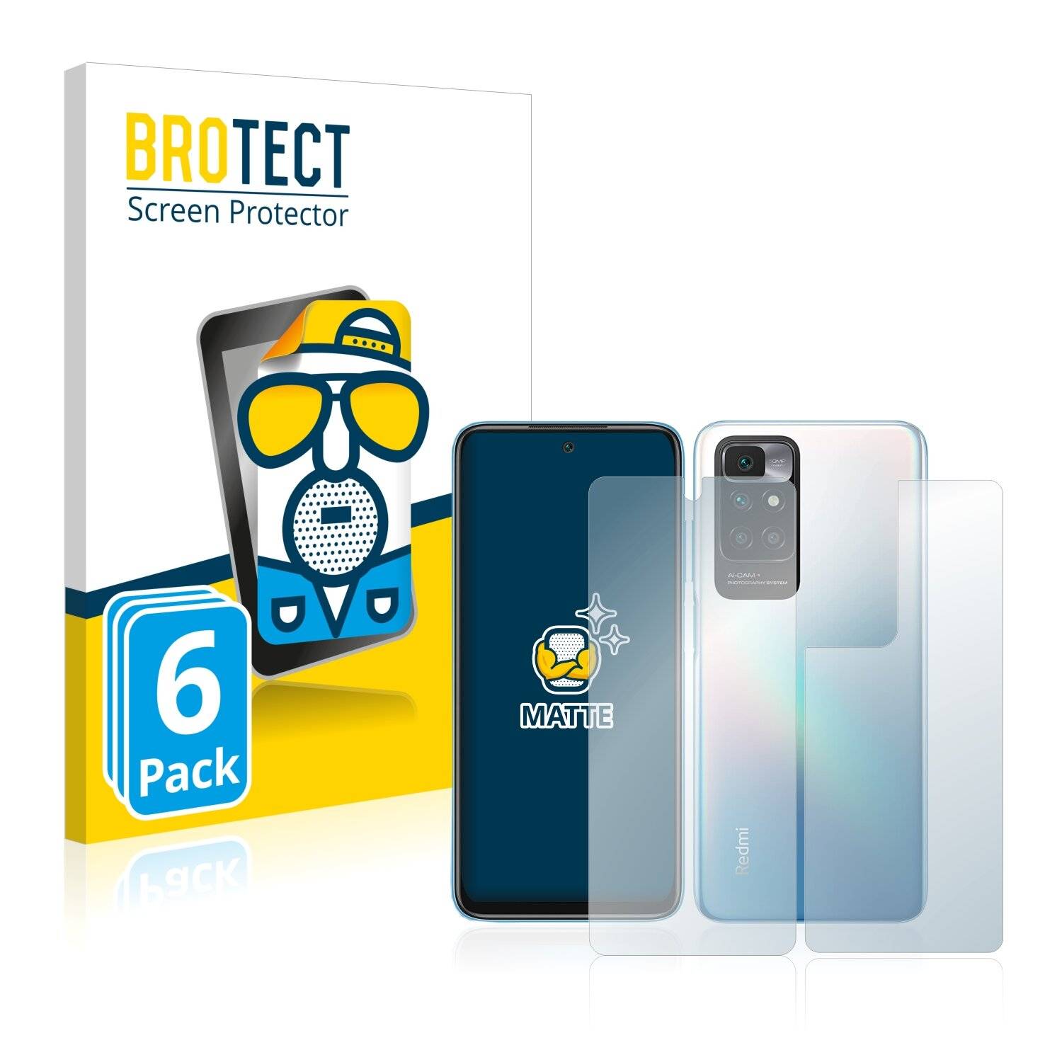 6x BROTECT Matte Displayschutzfolie für Xiaomi Redmi 10 Prime (Vorder + Rückseite) -