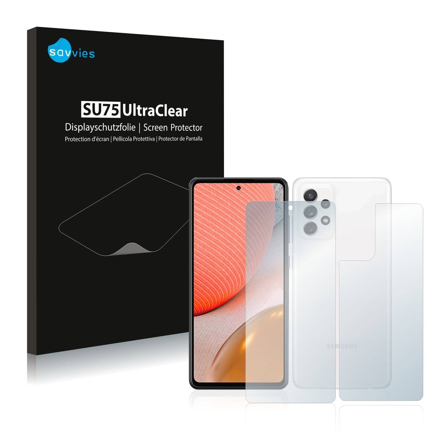 18x Savvies SU75 Displayschutzfolie für Samsung Galaxy A72 5G (Vorder +