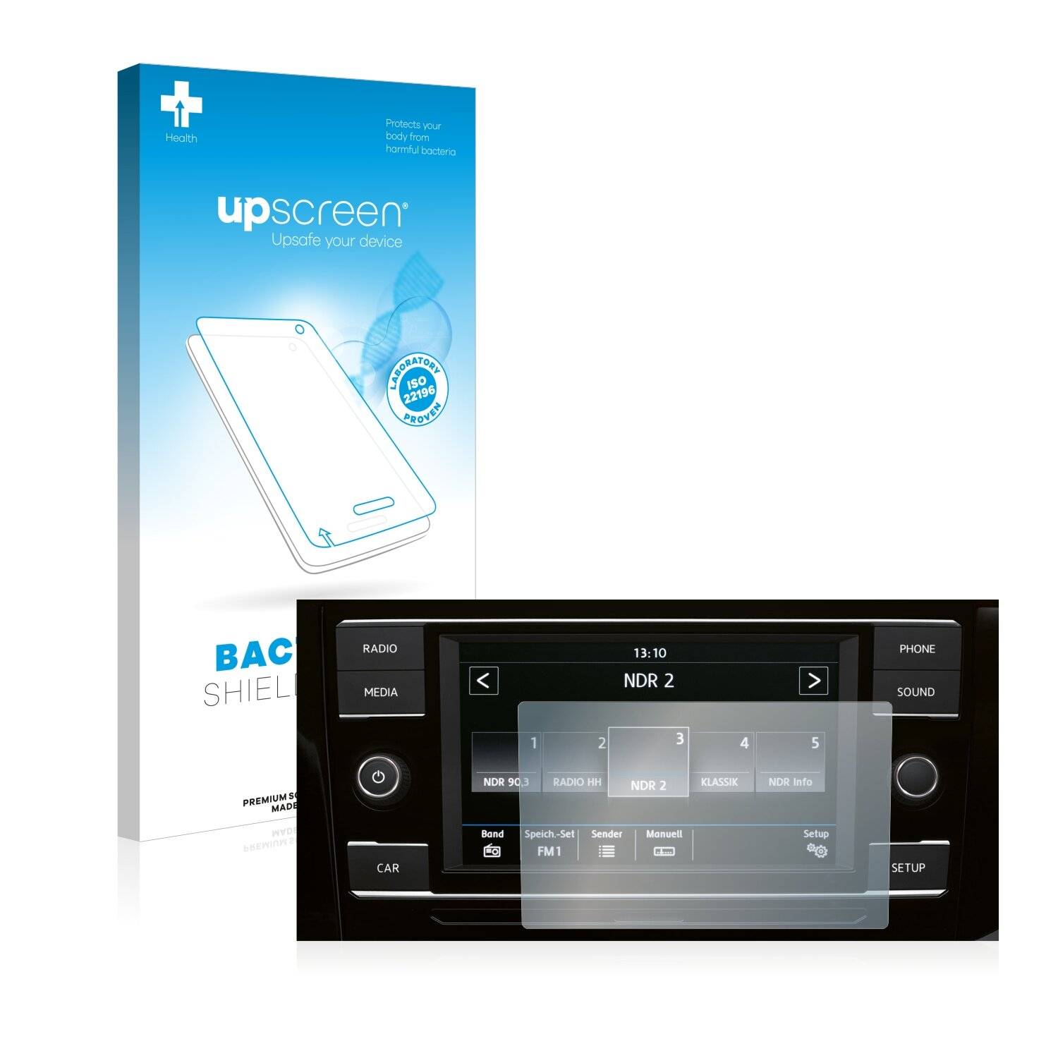 upscreen Bacteria Shield Clear Premium Antibakterielle Displayschutzfolie für Volkswagen