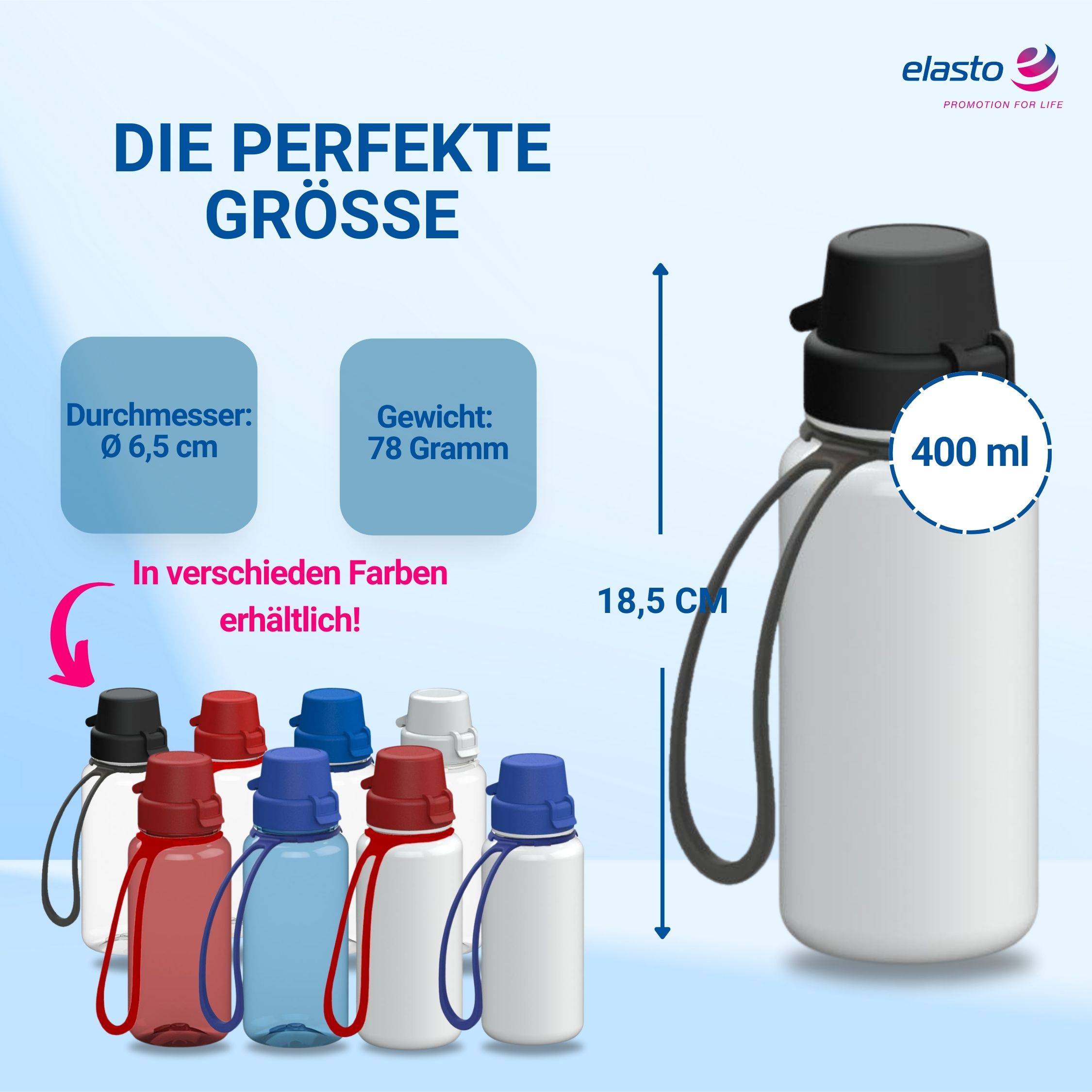 0,4 L Wasserflasche "School" Tritanflasche mit Trägerband