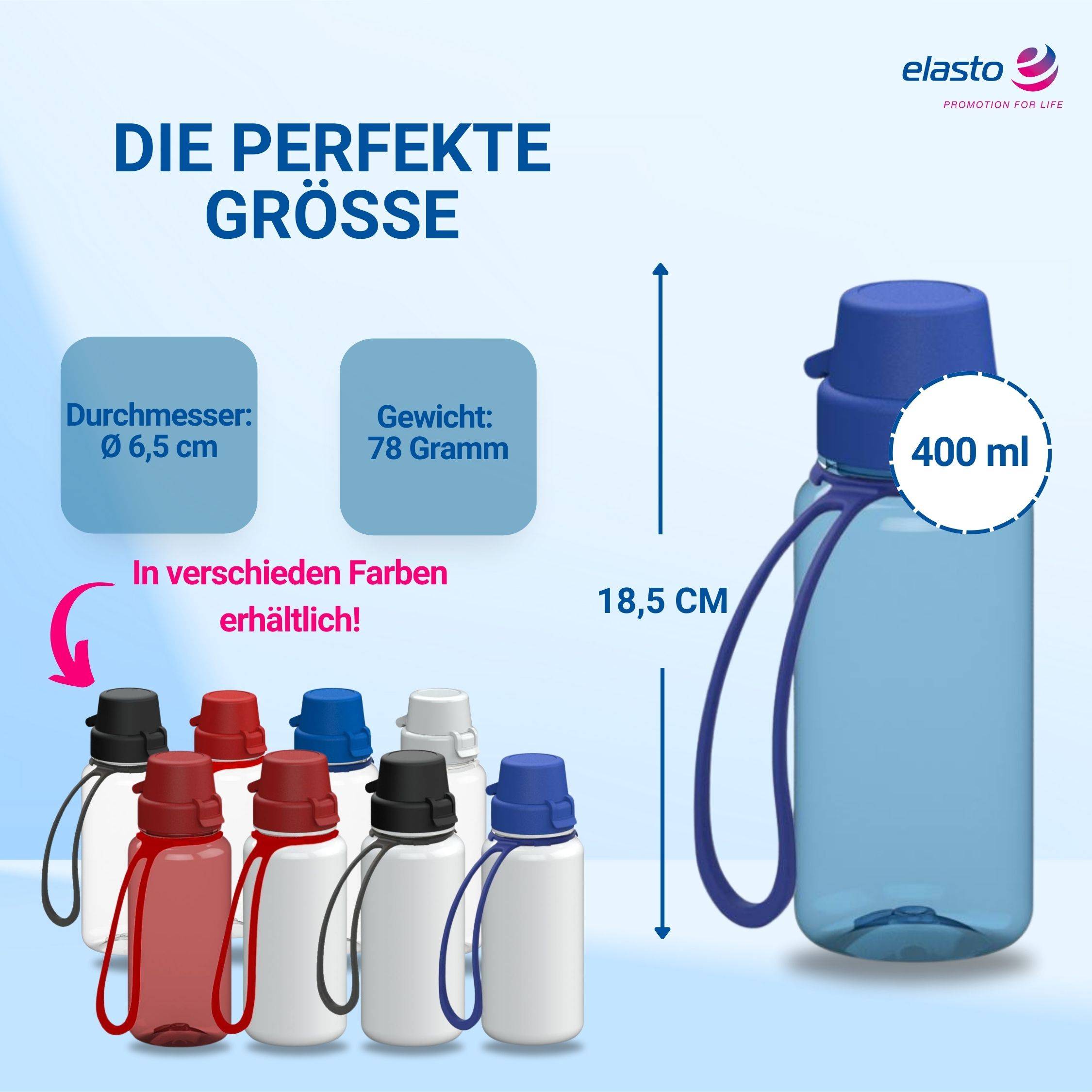 0,4 L Wasserflasche "School" Tritanflasche mit Trägerband