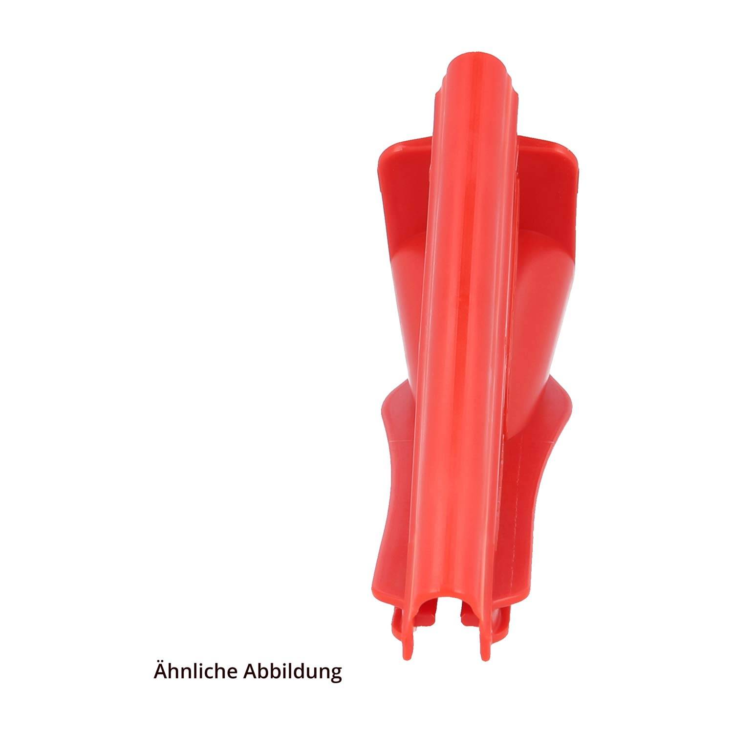 Ein roter Plastikwandhaken zum Aufhängen von Gegenständen.