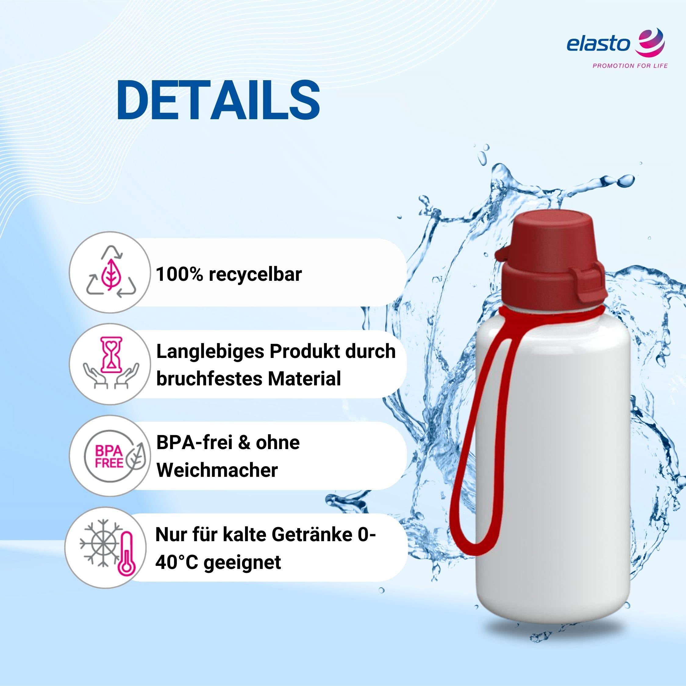 0,7 L Wasserflasche "School" Tritanflasche mit Trägerband