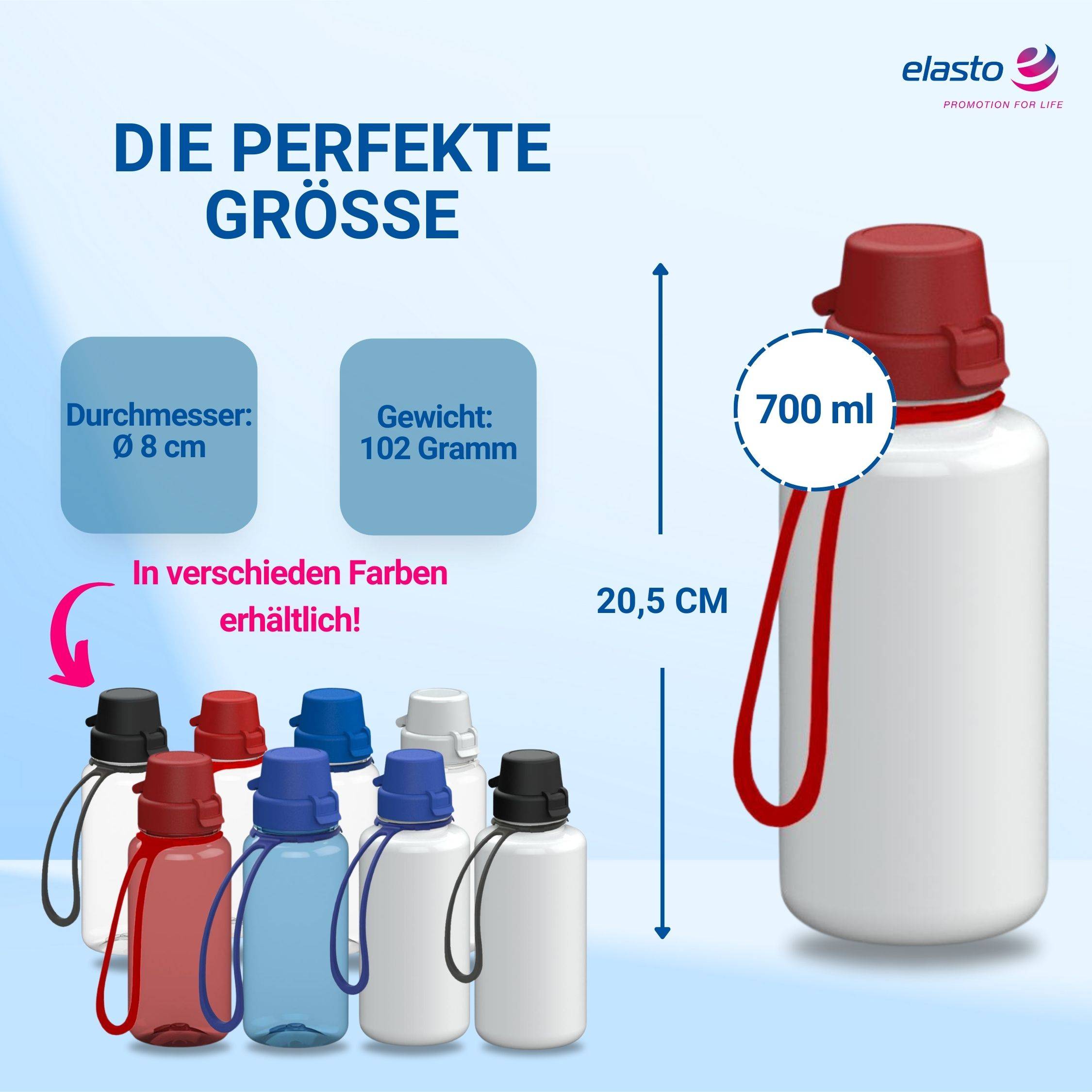 0,7 L Wasserflasche "School" Tritanflasche mit Trägerband
