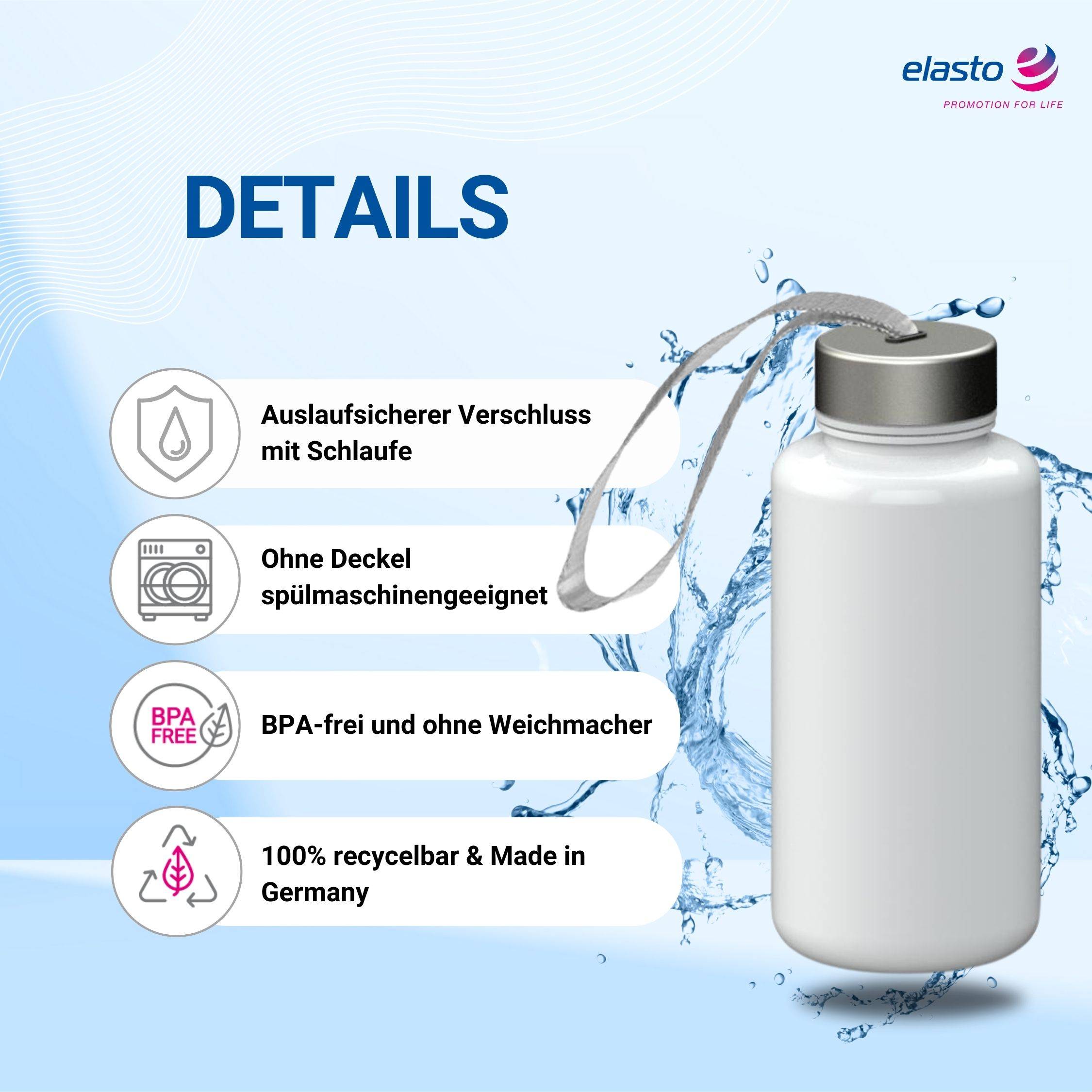 0,4 L Wasserflasche "Pure" Tritanflasche mit Trägerband