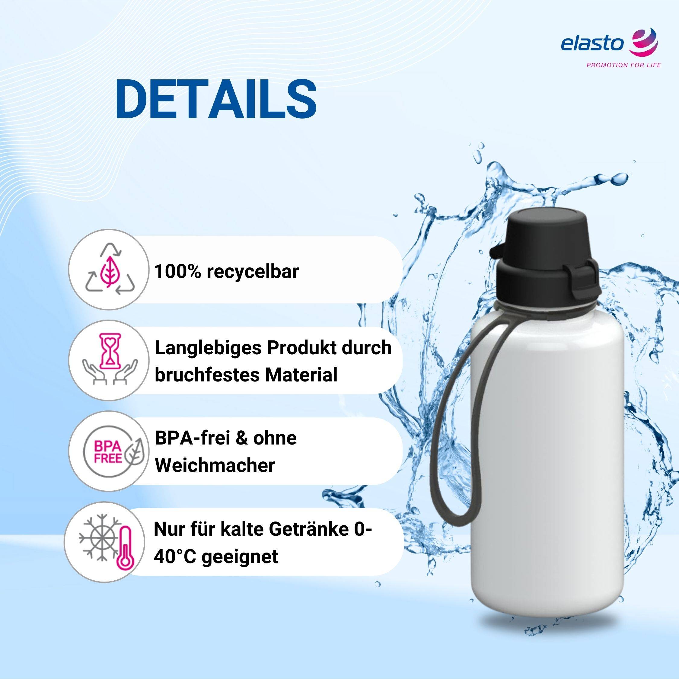 0,7 L Wasserflasche "School" Tritanflasche mit Trägerband