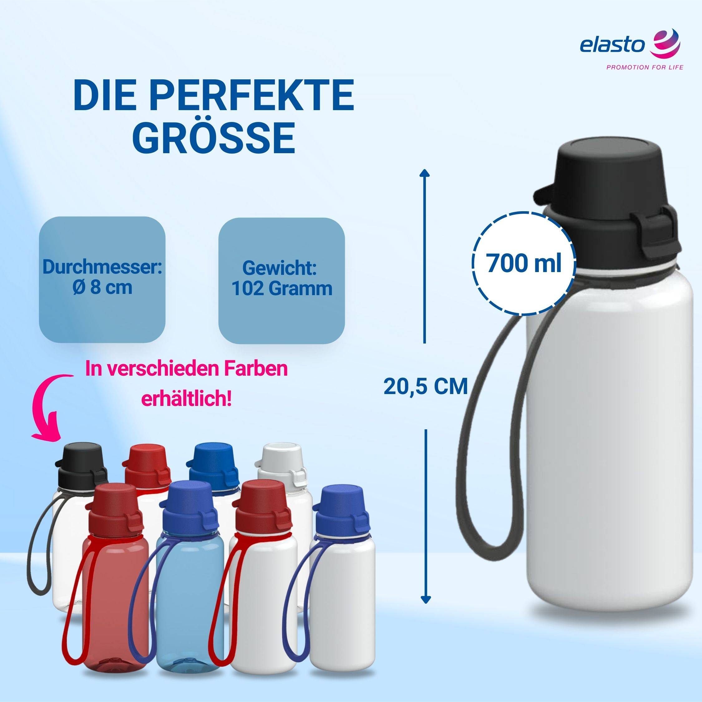 0,7 L Wasserflasche "School" Tritanflasche mit Trägerband