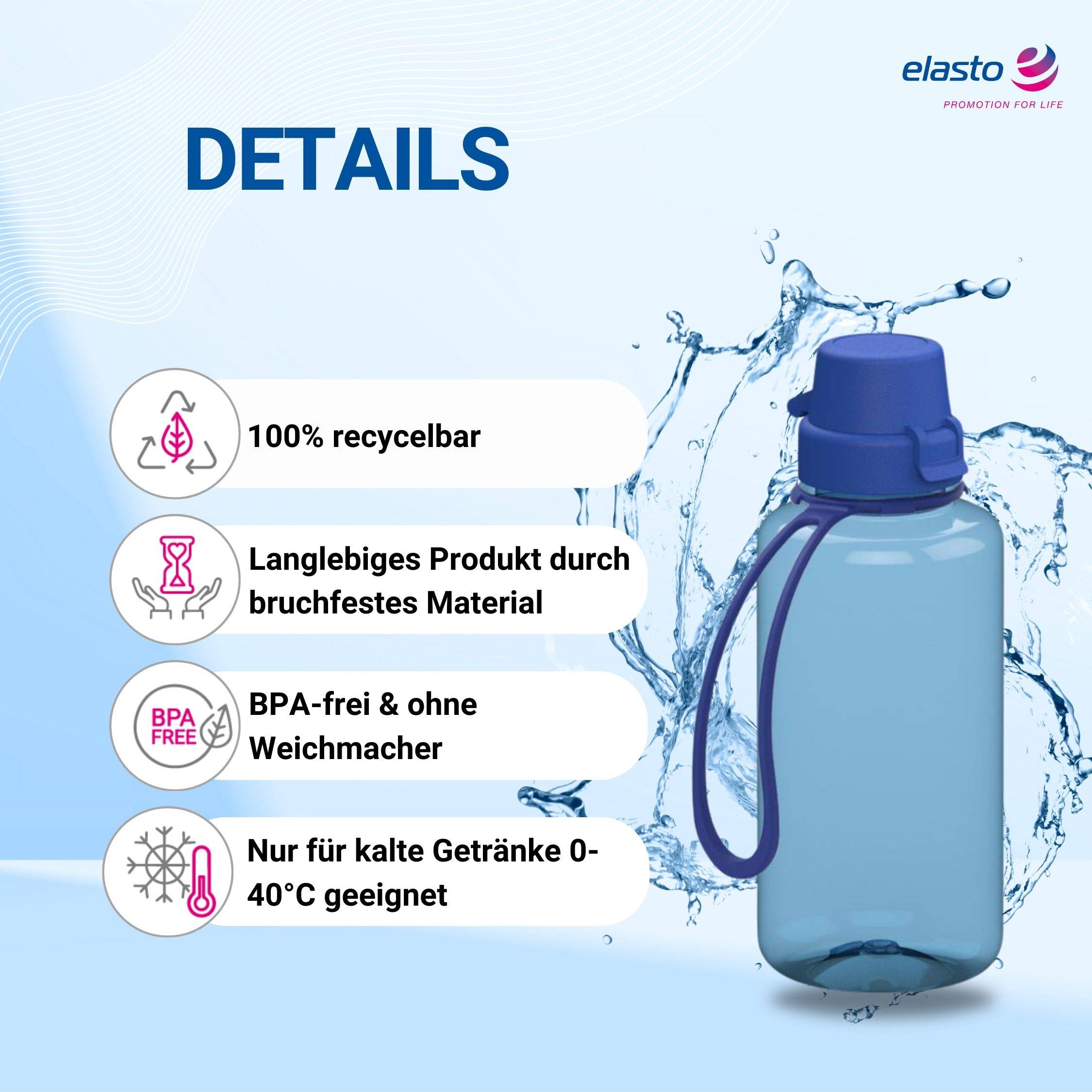 0,7 L Wasserflasche "School" Tritanflasche mit Trägerband