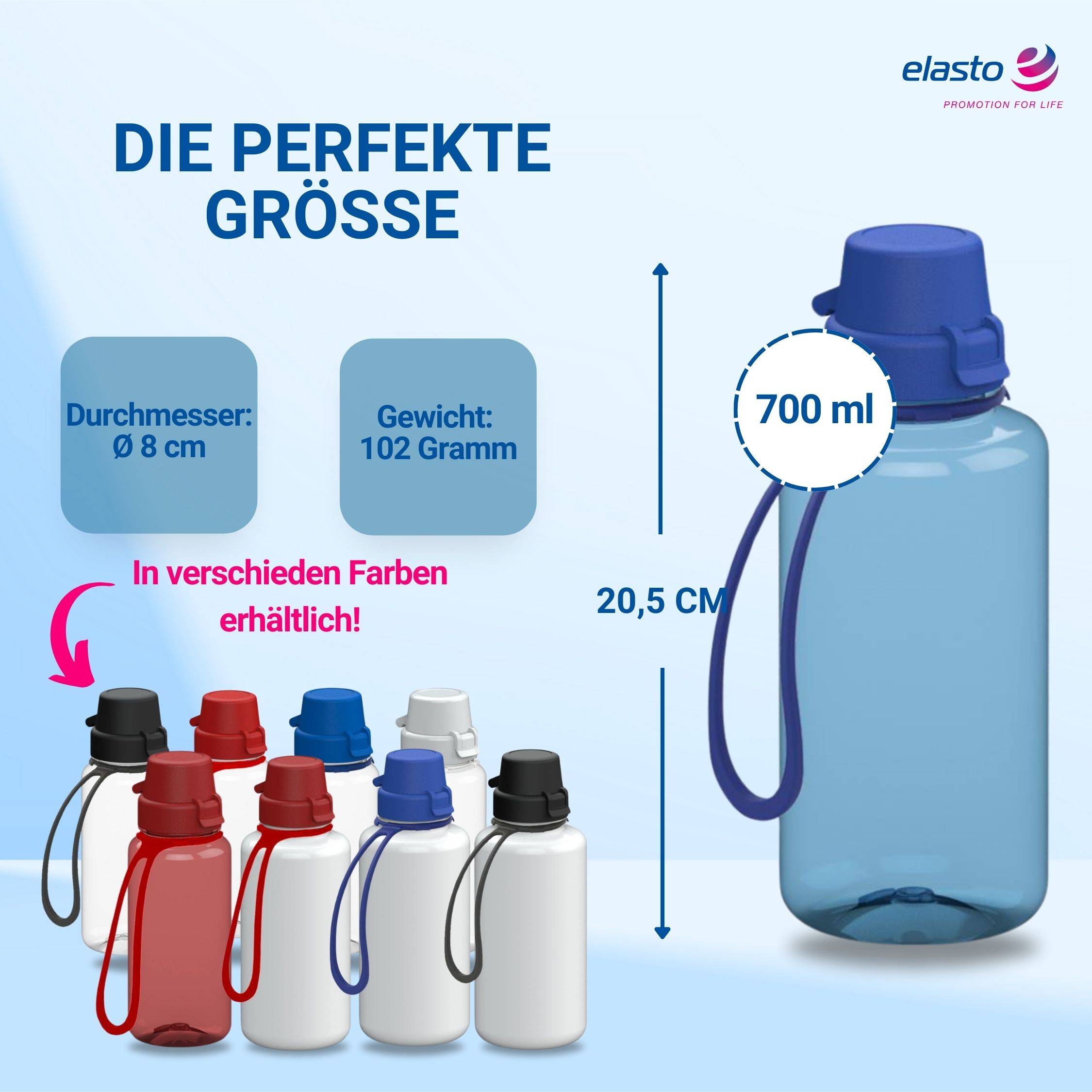 0,7 L Wasserflasche "School" Tritanflasche mit Trägerband