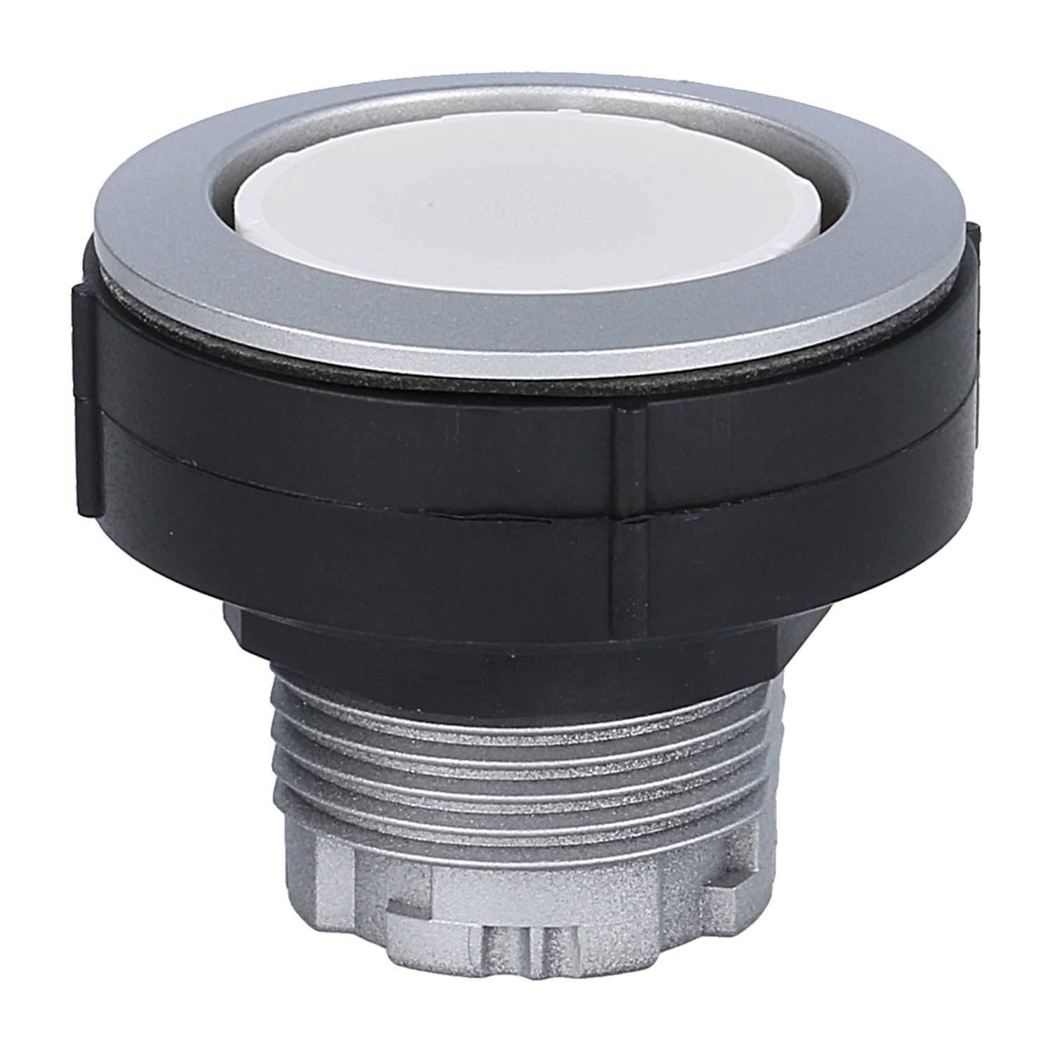 Eine Nahaufnahme eines runden industriellen Maschinenteils mit einer metallischen Gewindebase und einem schwarz-silbernen Oberteil.