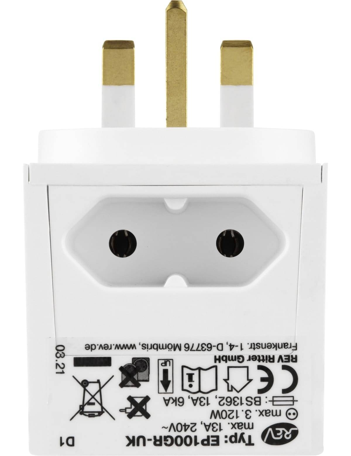 REV Reisestecker Traveler, UK, weiß